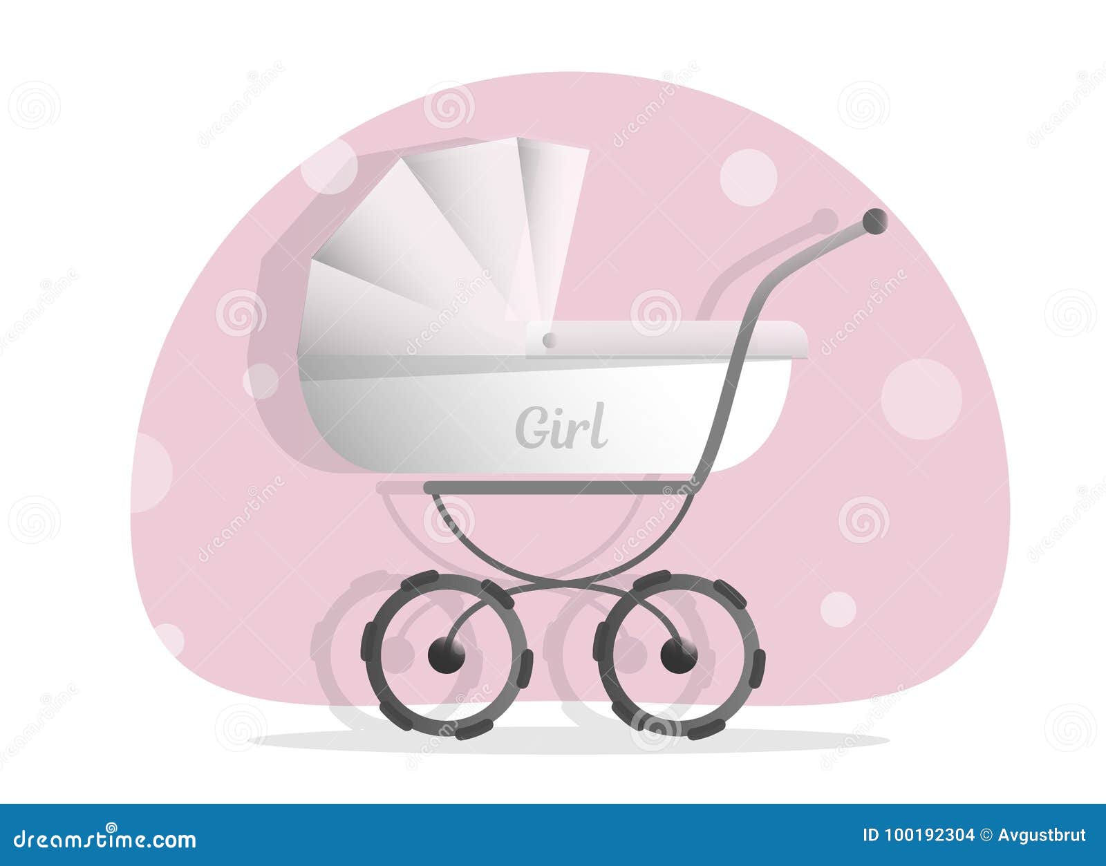 Poussette De Bébé Pour Des Filles, Sur Le Fond Blanc Landau De