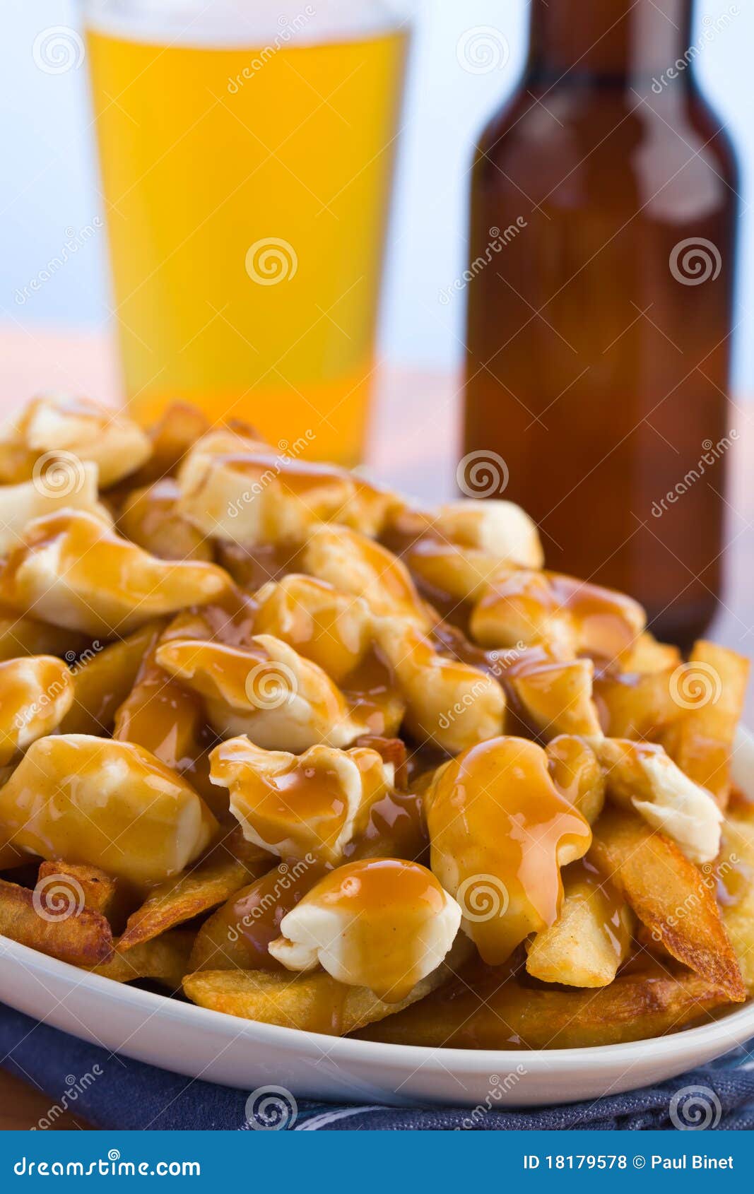 Poutine with beer stock photo. Image of junk, close, food 18179578