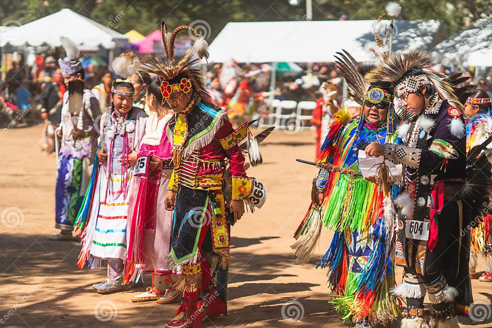 Pow Wow. Native Americans in Full Regalia. Santa Ynez Chumash Inter