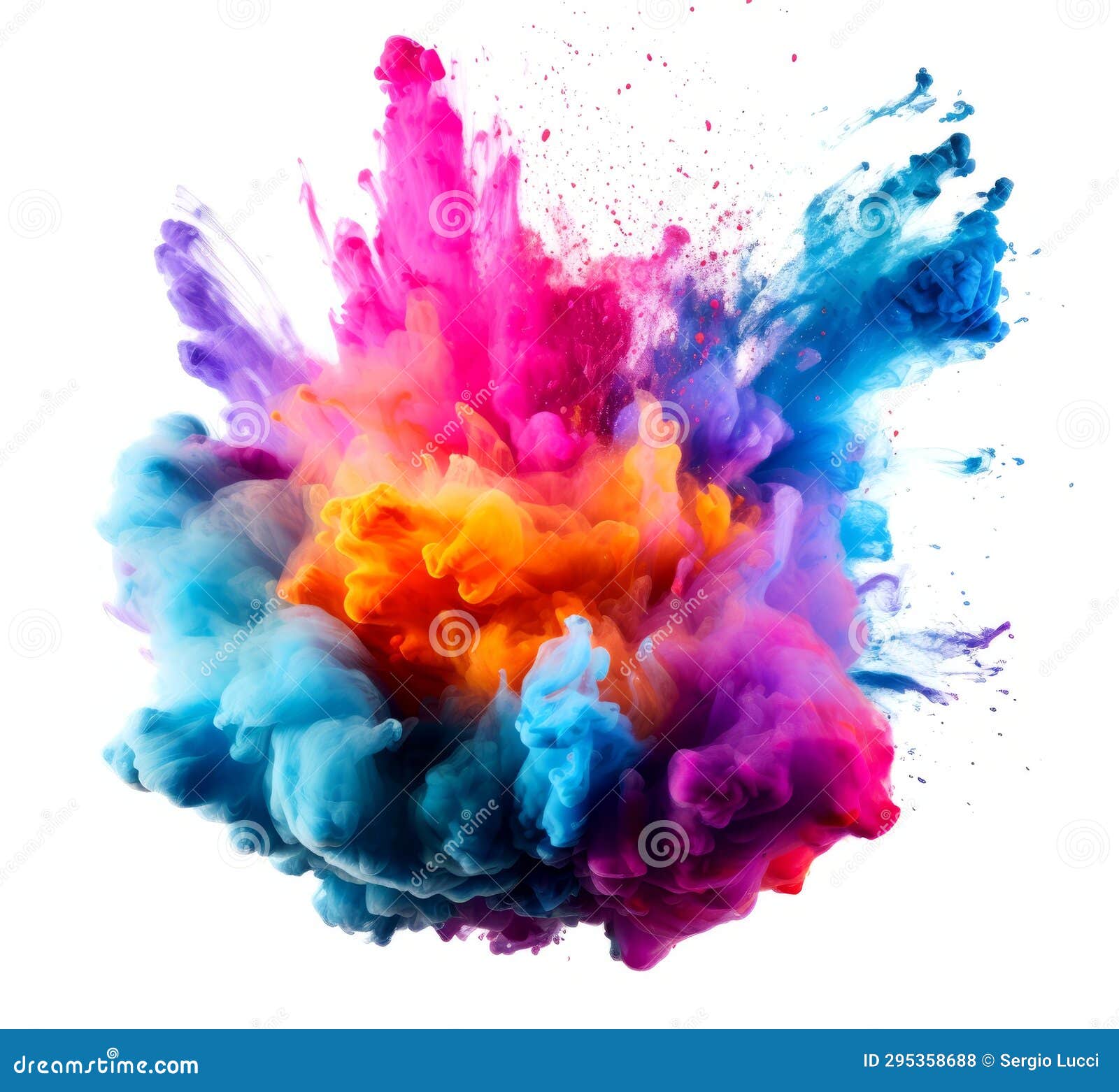 Powder Explosion. Abstract Colorful Dust on Background. Stock Photo