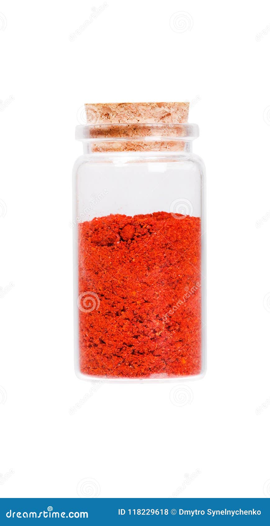 powdered pimienta roja red pepper in a glass bottle with cork st