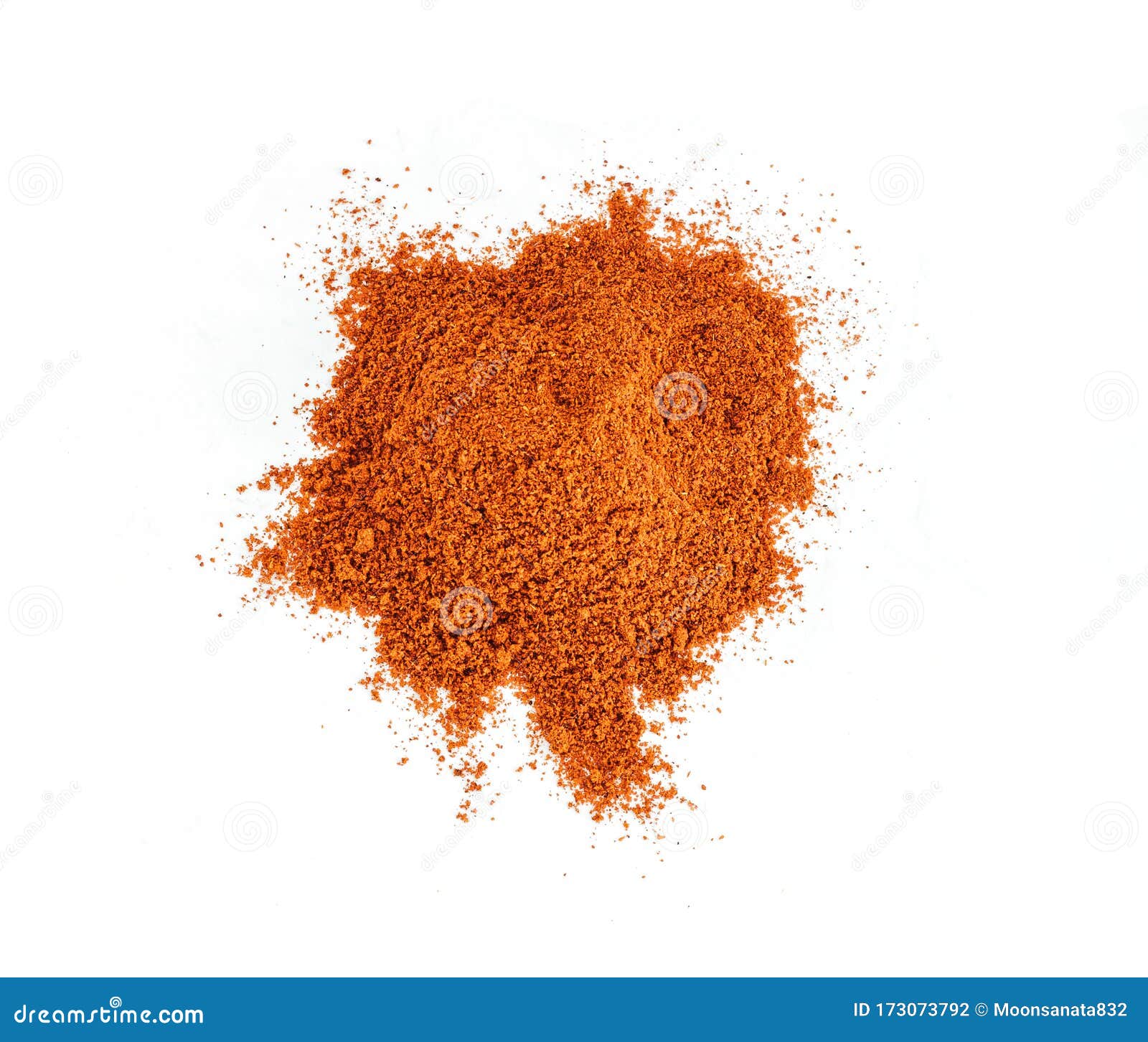 powdered pimienta roja red pepper pile from top on white background