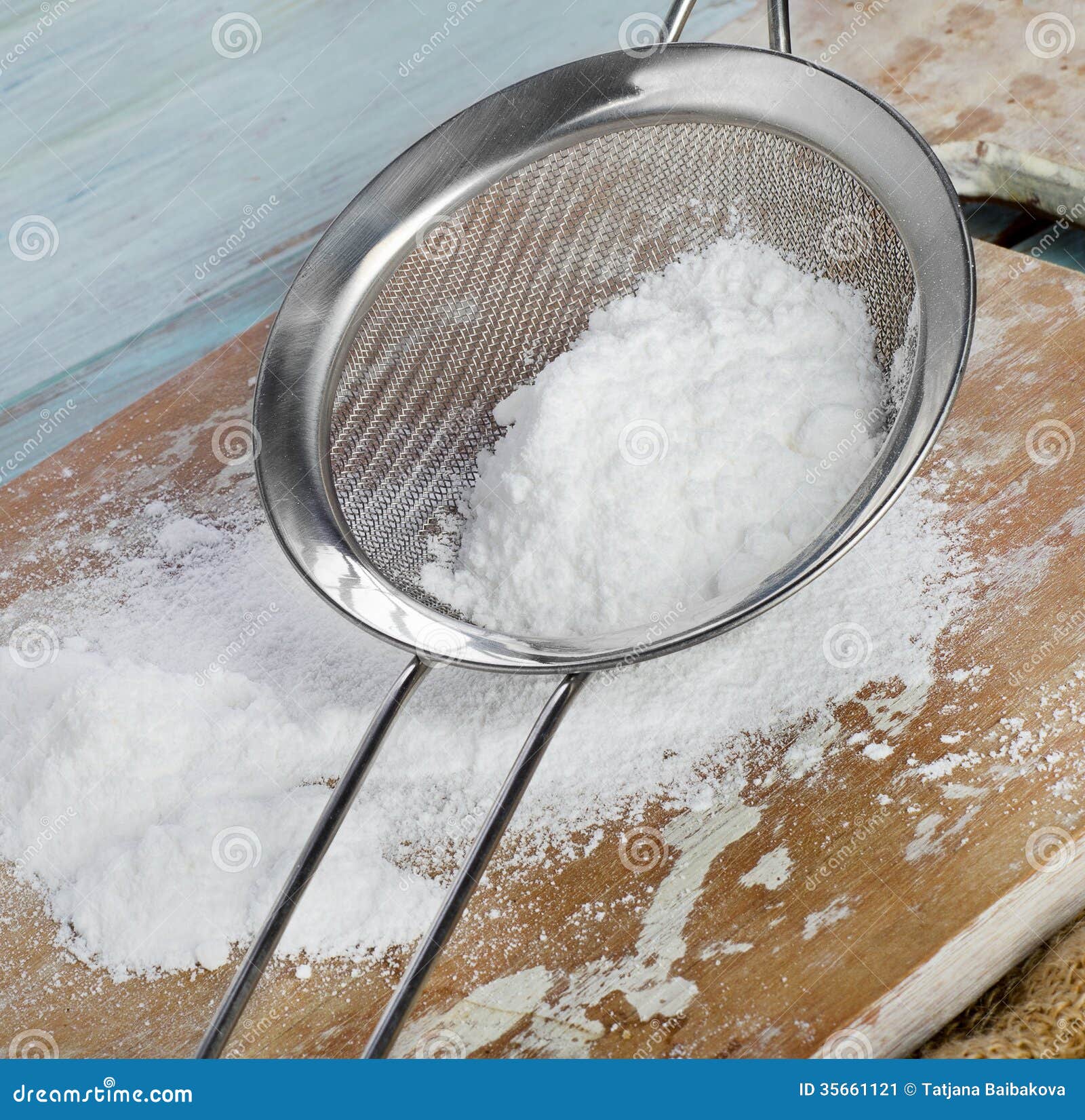 Powdered Sugar in a Metal Sieve Stock Image Image of cube, table