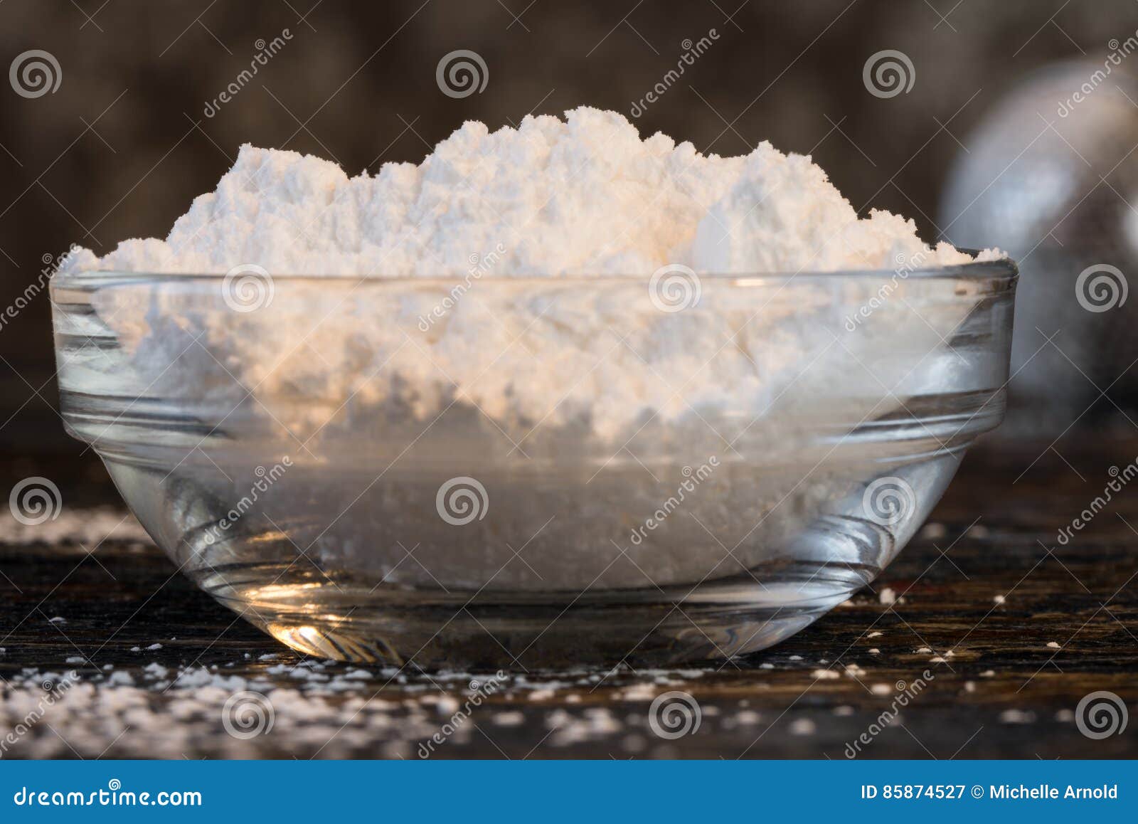 Powdered Sugar And Shiny Chocolate Glased Cream Puffs Filled With A Swirl Of Whipped Cream Stock