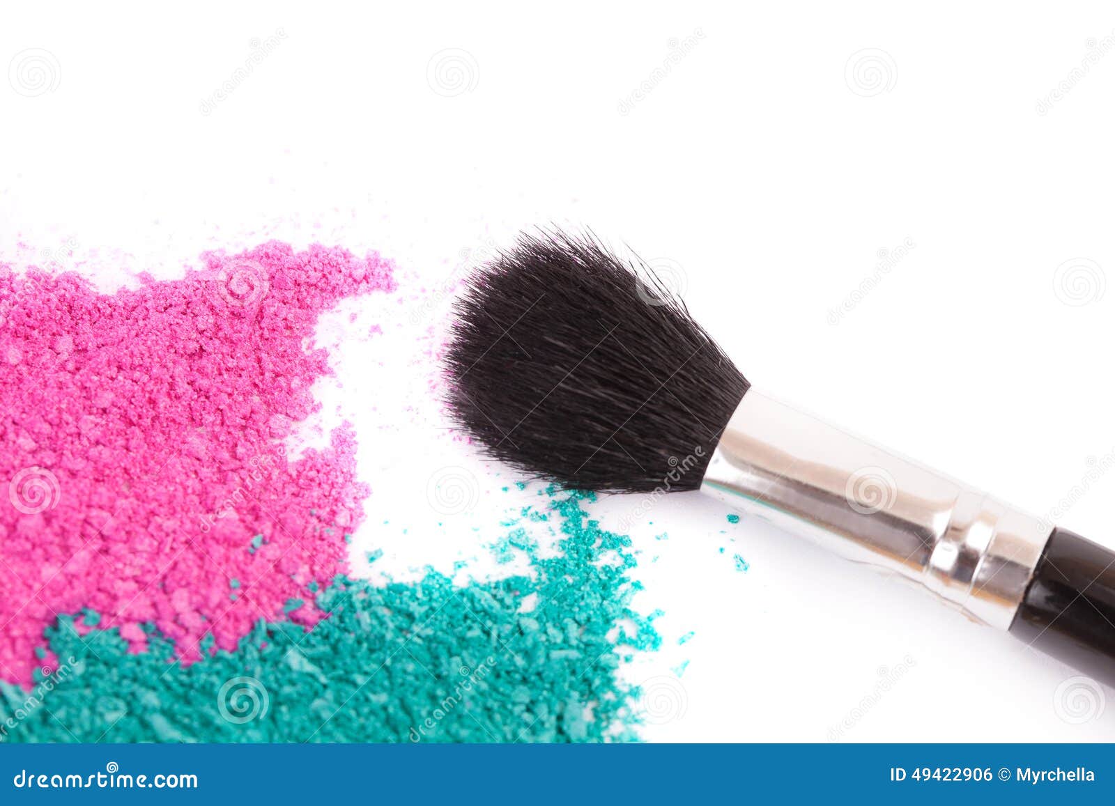 Powdery Eyeshadow Makeup and Brush Stock Photo Image of color, female