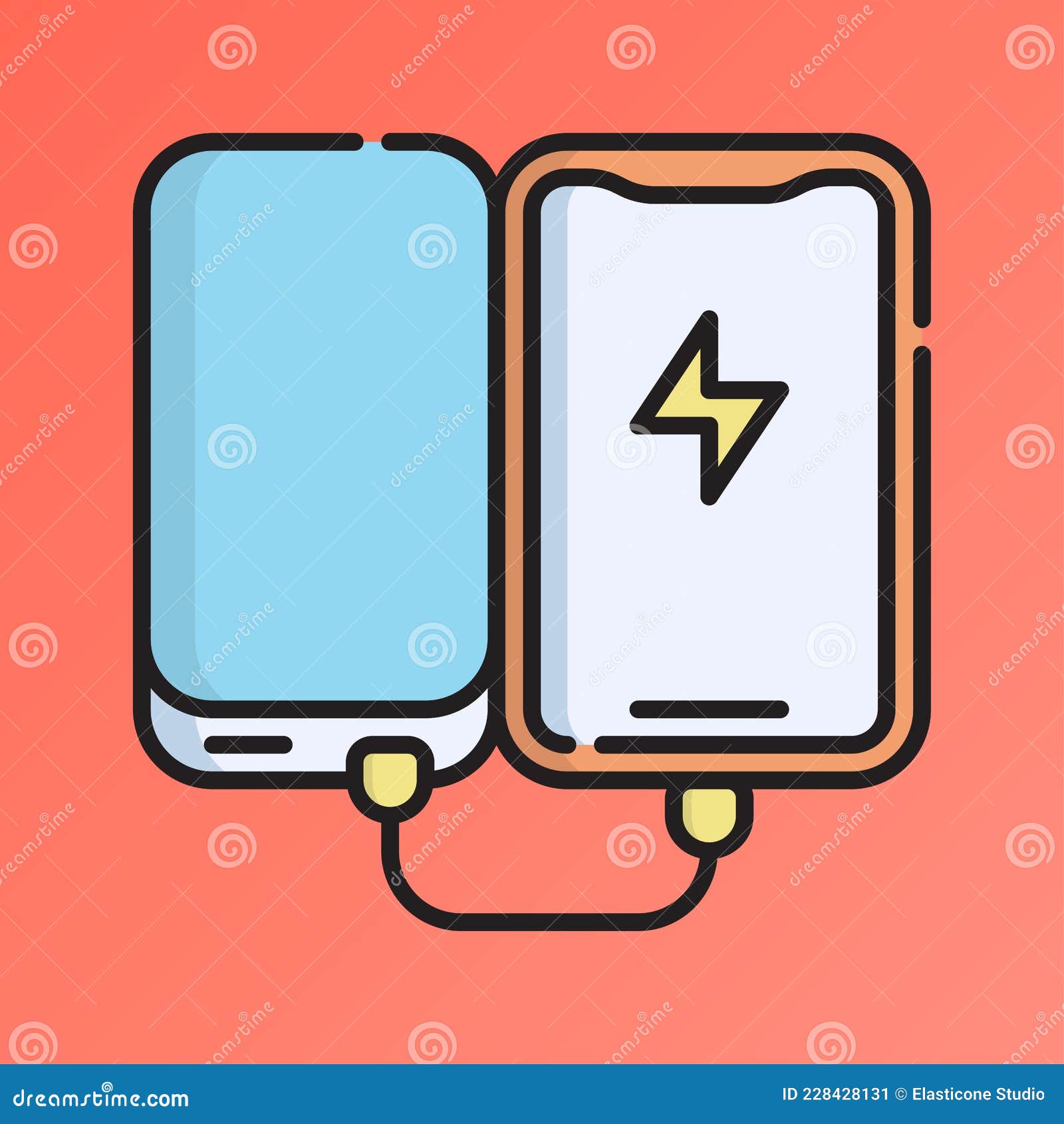 Power Bank Icon Vector Illustration. Flat Outline Cartoon Stock Vector -  Illustration of isolated, flat: 228428131