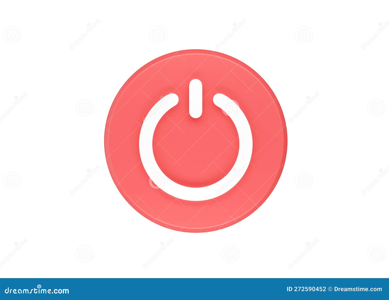 Power Button 3d Render Icon Start Red Circle with Switch Sign, Round