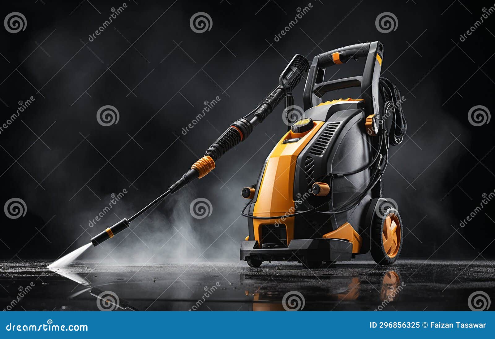 Power Cleaning Machine on a Pure White Surface Generative Ai Stock