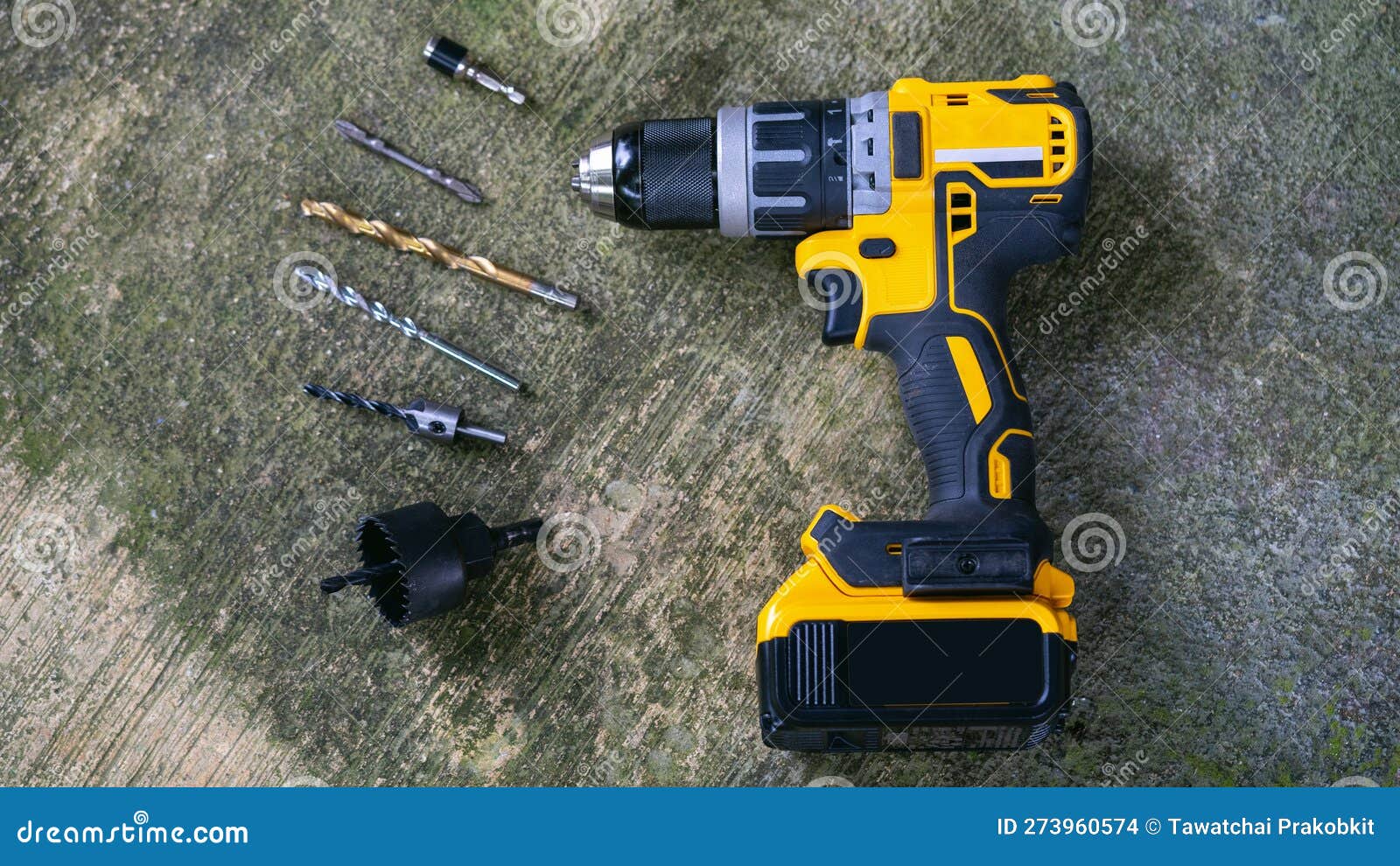 Power Drill or Cordless Screwdriver with Battery Stock Photo Image of