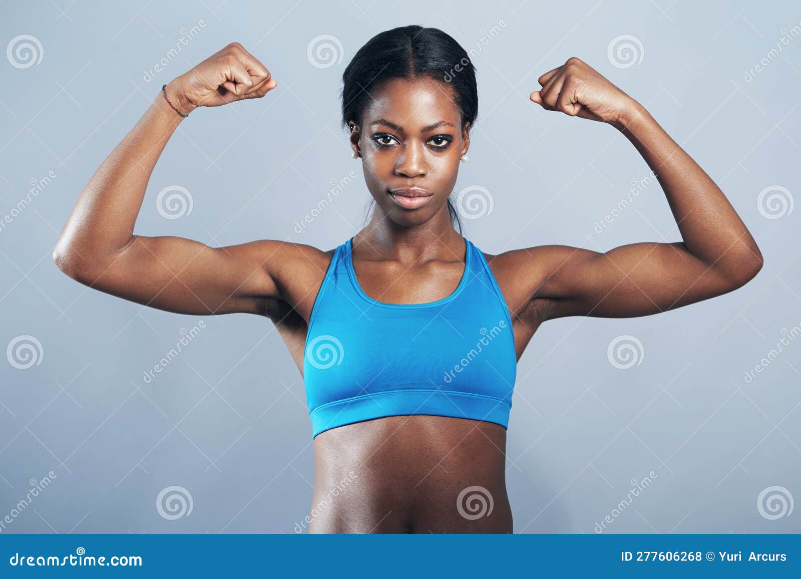 Power, Fitness and Portrait of Black Woman Flexing Arm Muscles for Exercise  Motivation and Strong Body. Health, Wellness Stock Photo - Image of female,  strength: 277606268