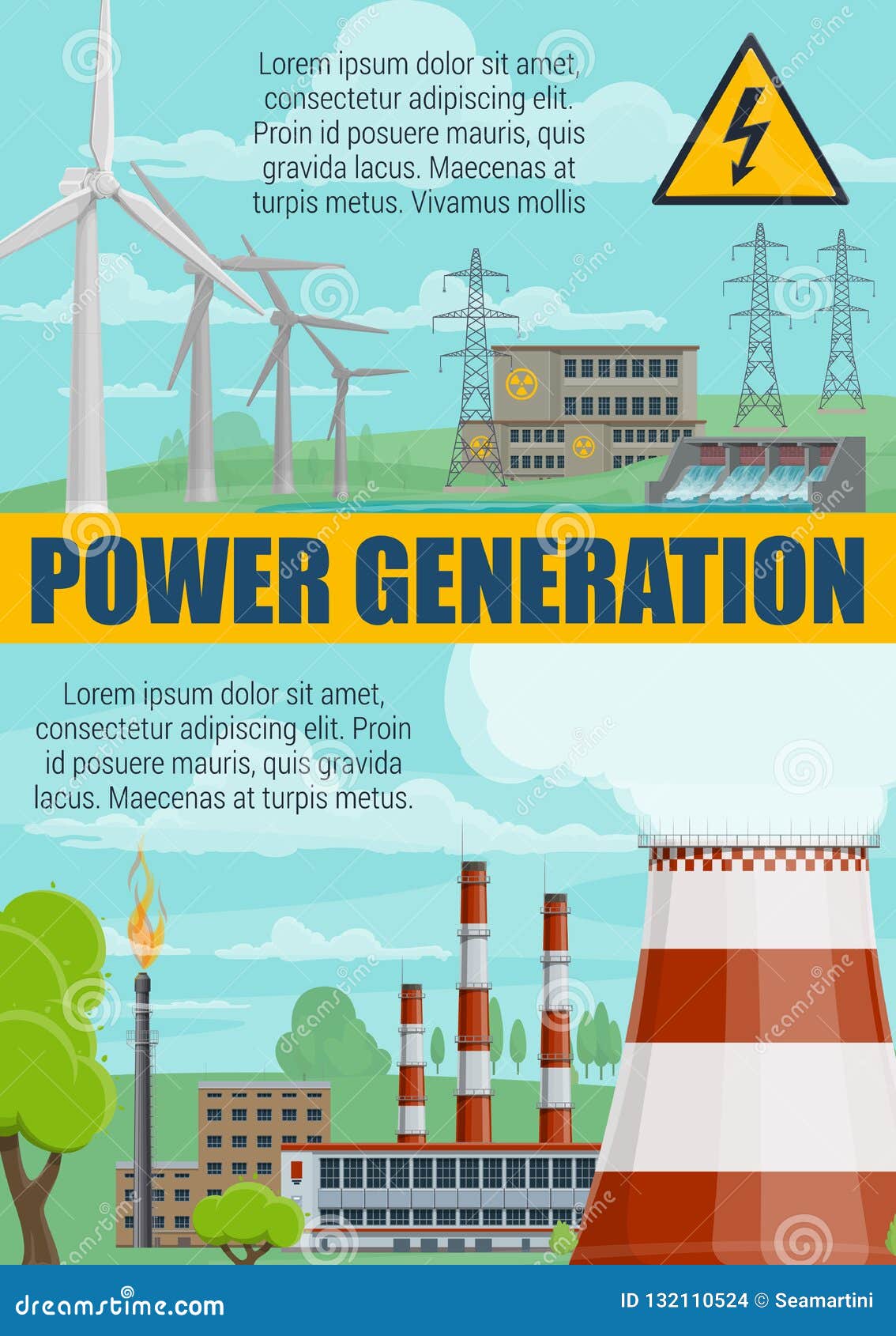 Energy Power Generation, Power Plants Stock Vector - Illustration of green, pipeline: 132110524