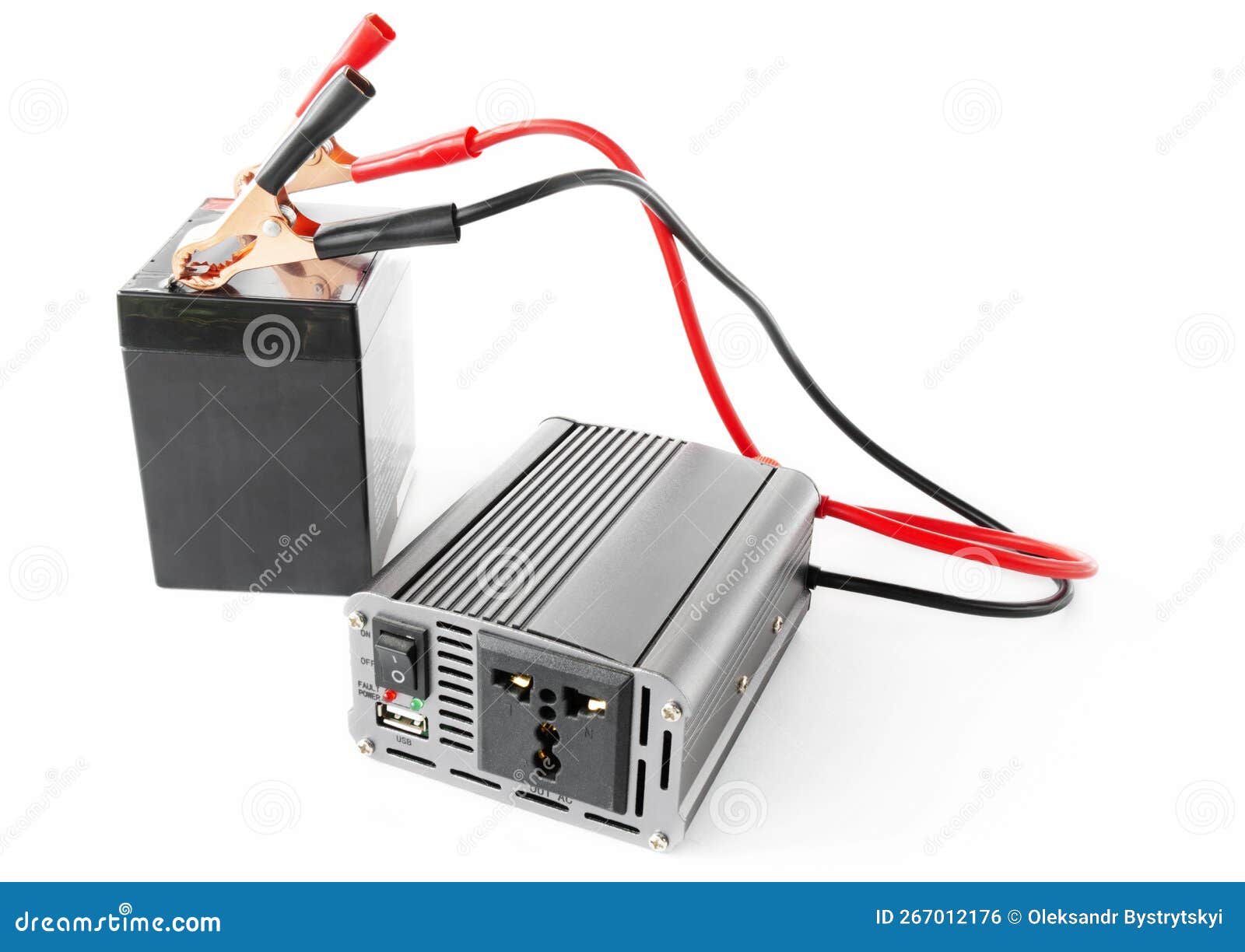 Power Inverter Connected To the Battery Stock Photo Image of watt