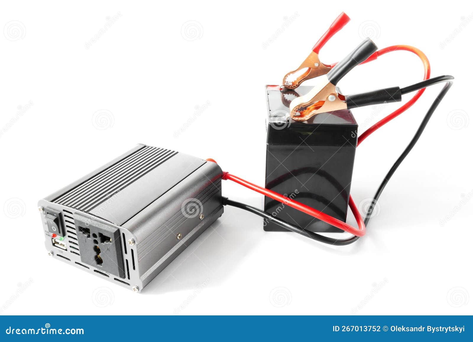 Power Inverter Connected To the Battery Stock Photo Image of tool
