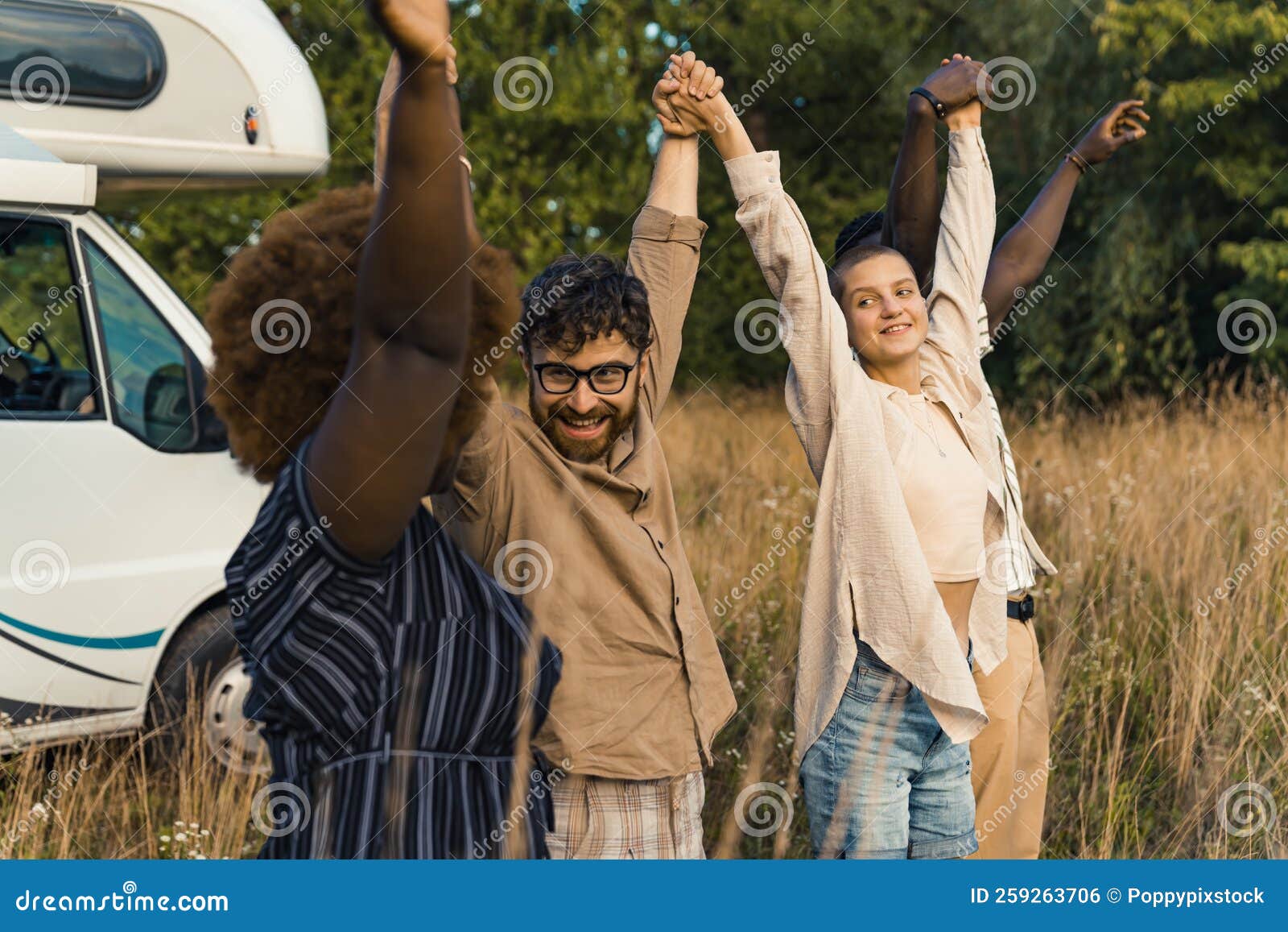 The Power of Laughter in Friendships. Five People of Different Skin