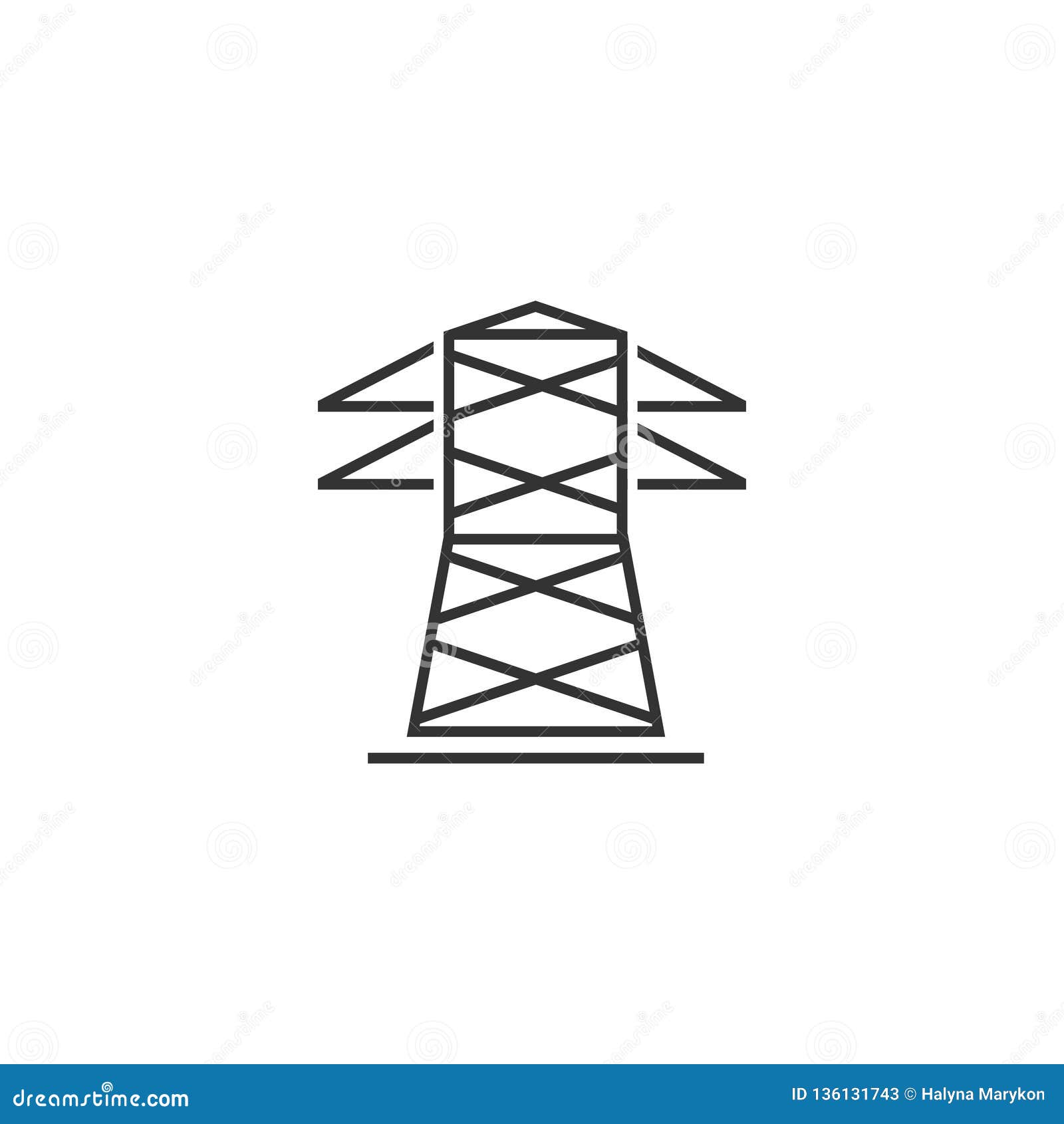 Power line icon flat stock vector. Illustration of infrastructure