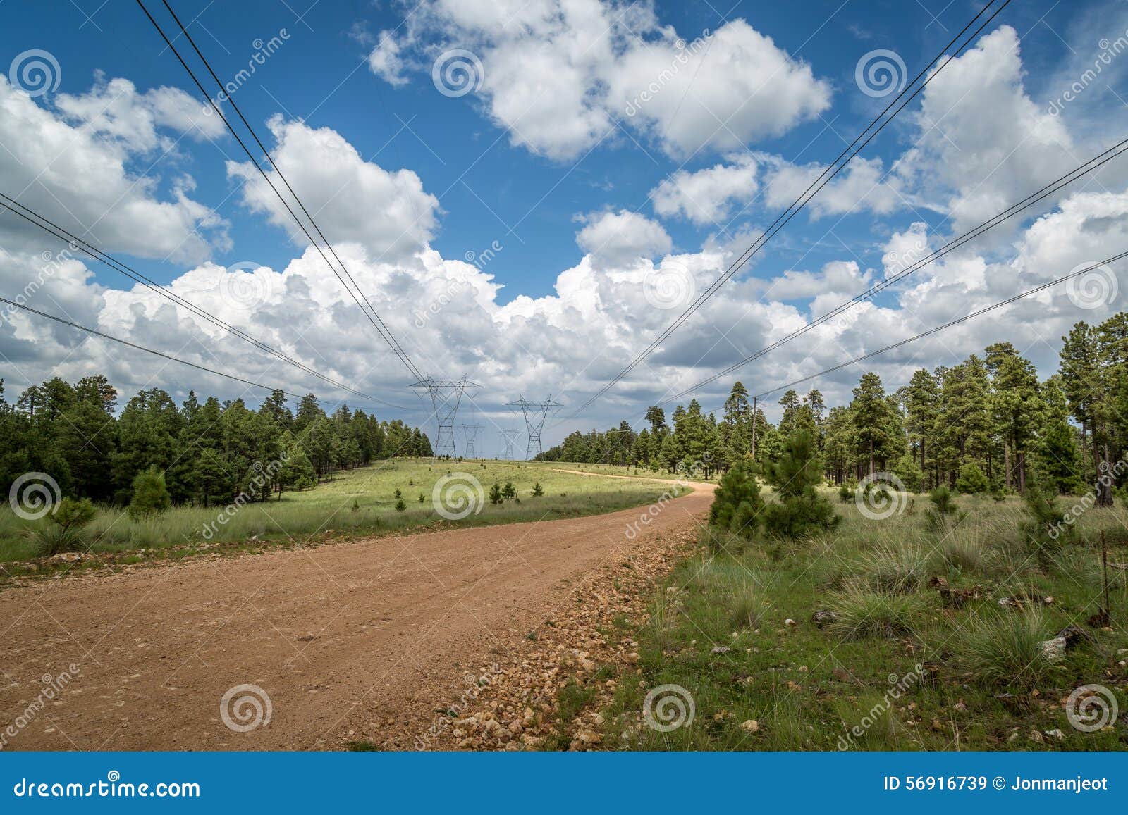 Power Line Road with Storm Clouds. Stock Image Image of belt