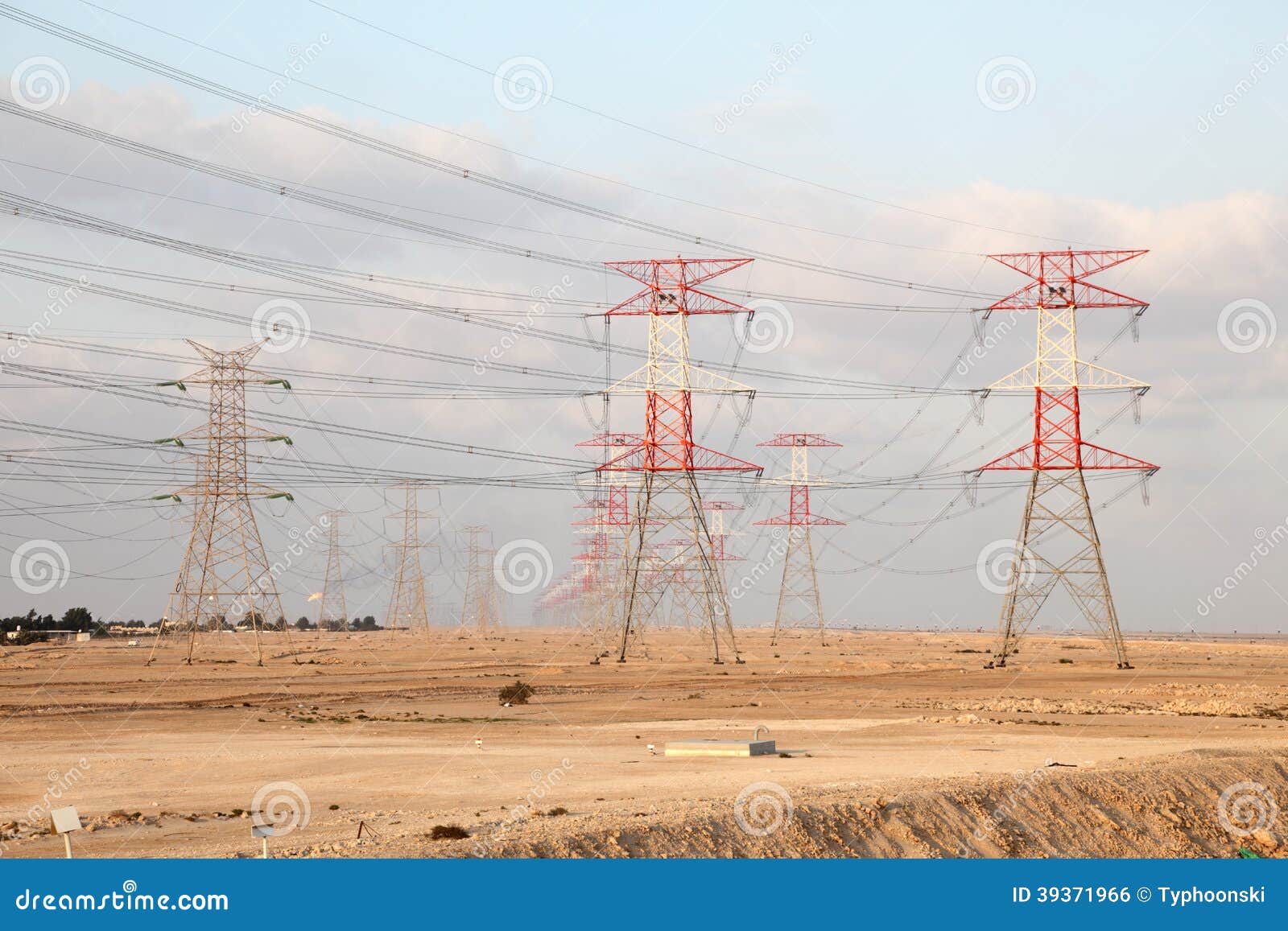 Power Lines in the Desert of Qatar Stock Photo Image of powerline