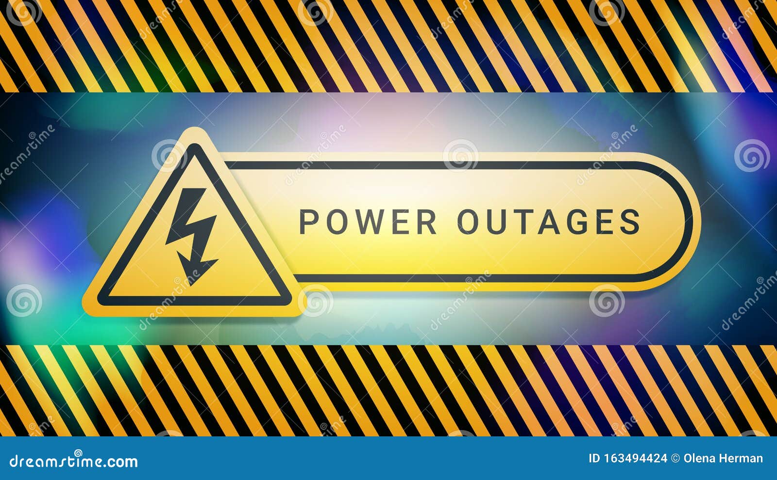 power outages, logo on the abstract colorful background