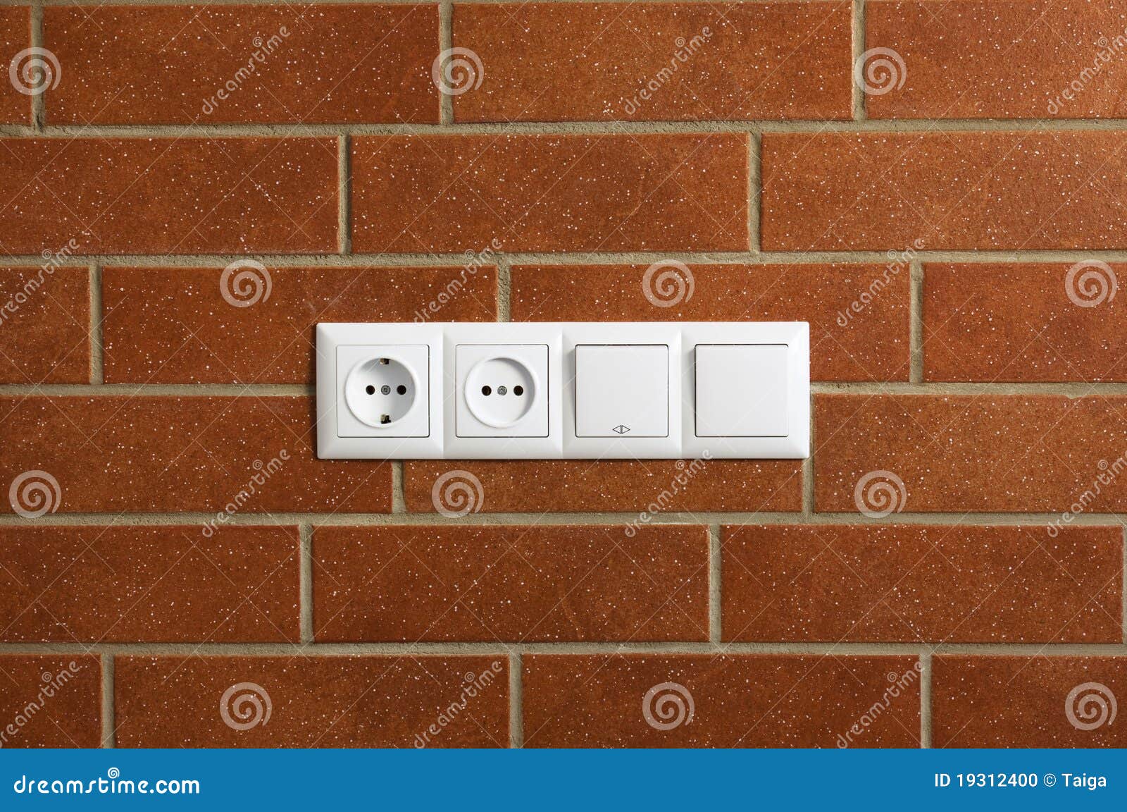 Power Outlets on the Brick Wall Stock Photo Image of house, macro