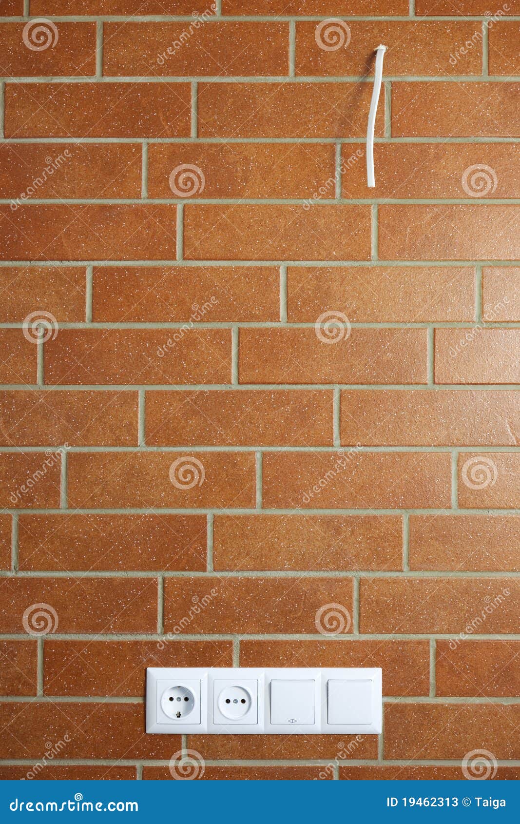 Power Outlets on the Brick Wall / Photo Stock Image Image of orange