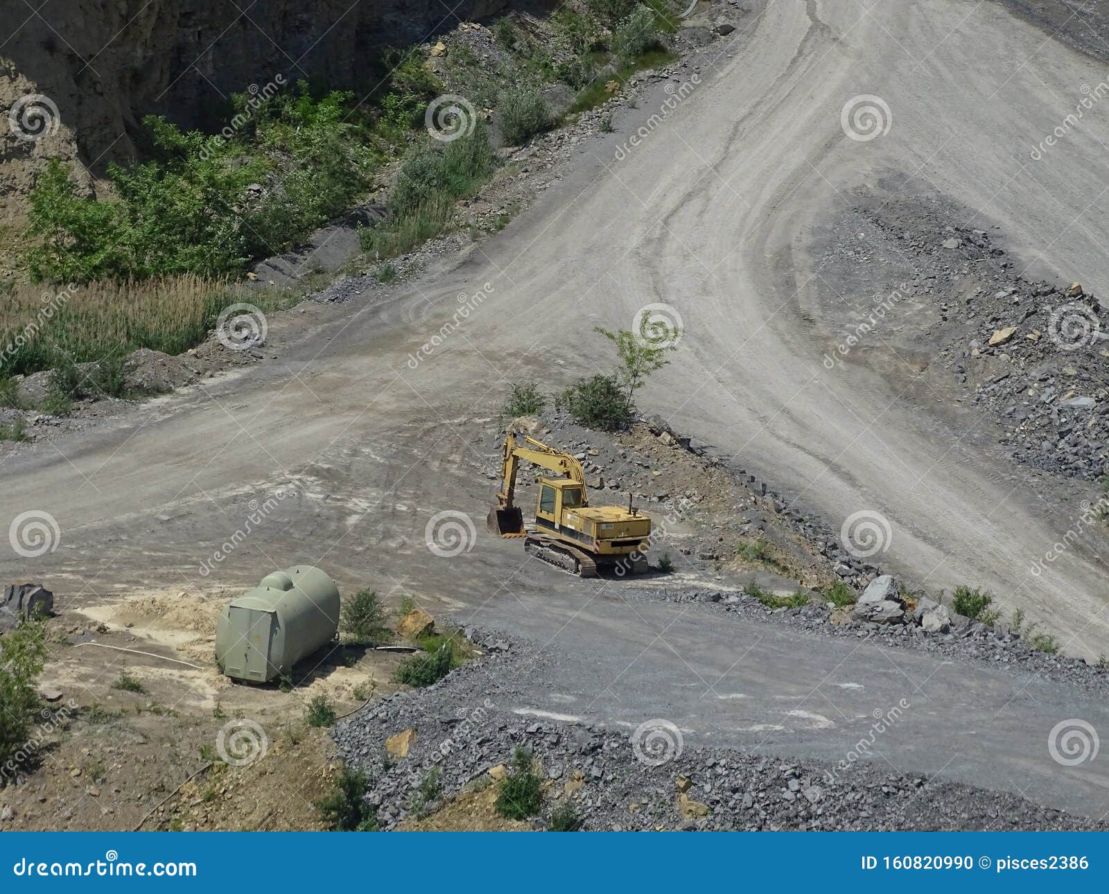 Power Shovel Spotted in Quarry on Sunny Day Stock Photo Image of dust