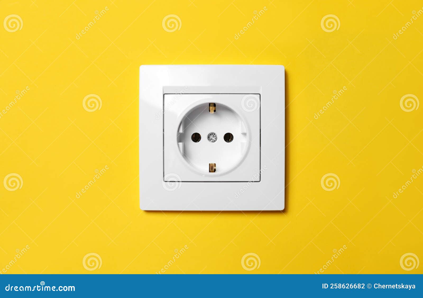 Power Socket on Yellow Wall. Electrical Supply Stock Photo Image of outlet, electricity 258626682