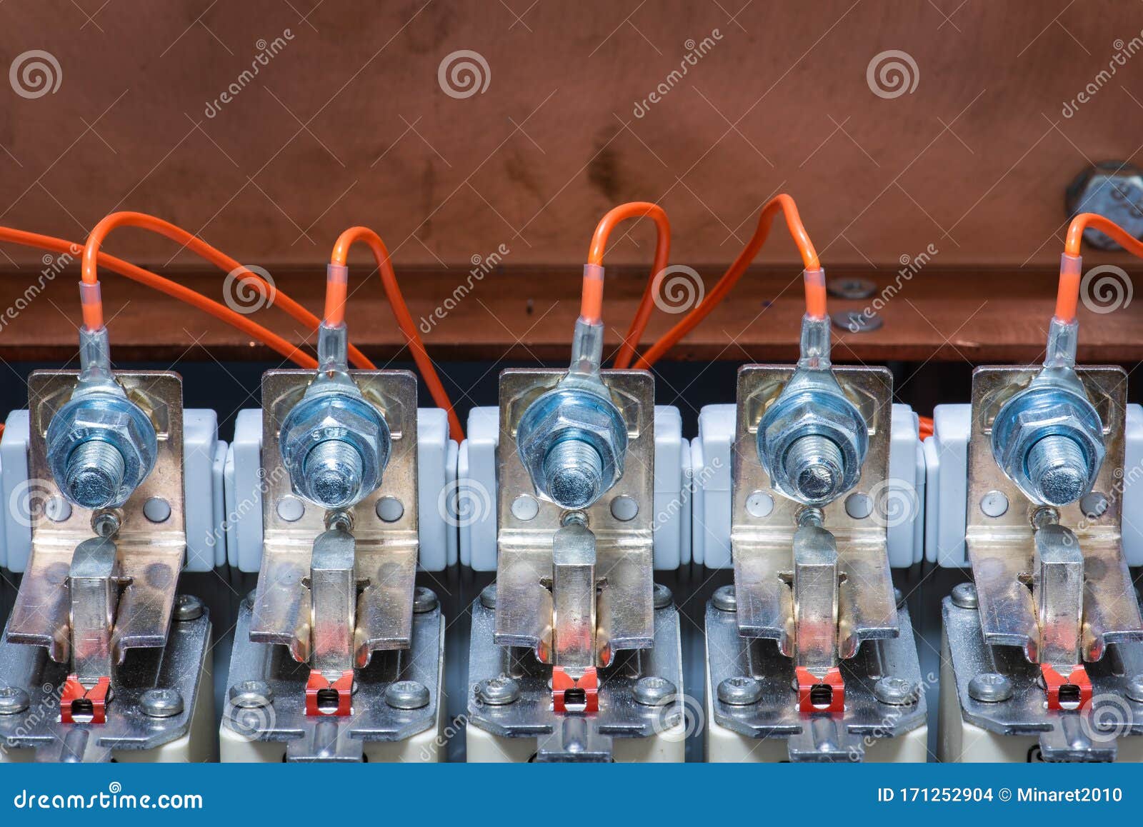 Power Supply Devices with Screws Connection Cable Stock Photo Image