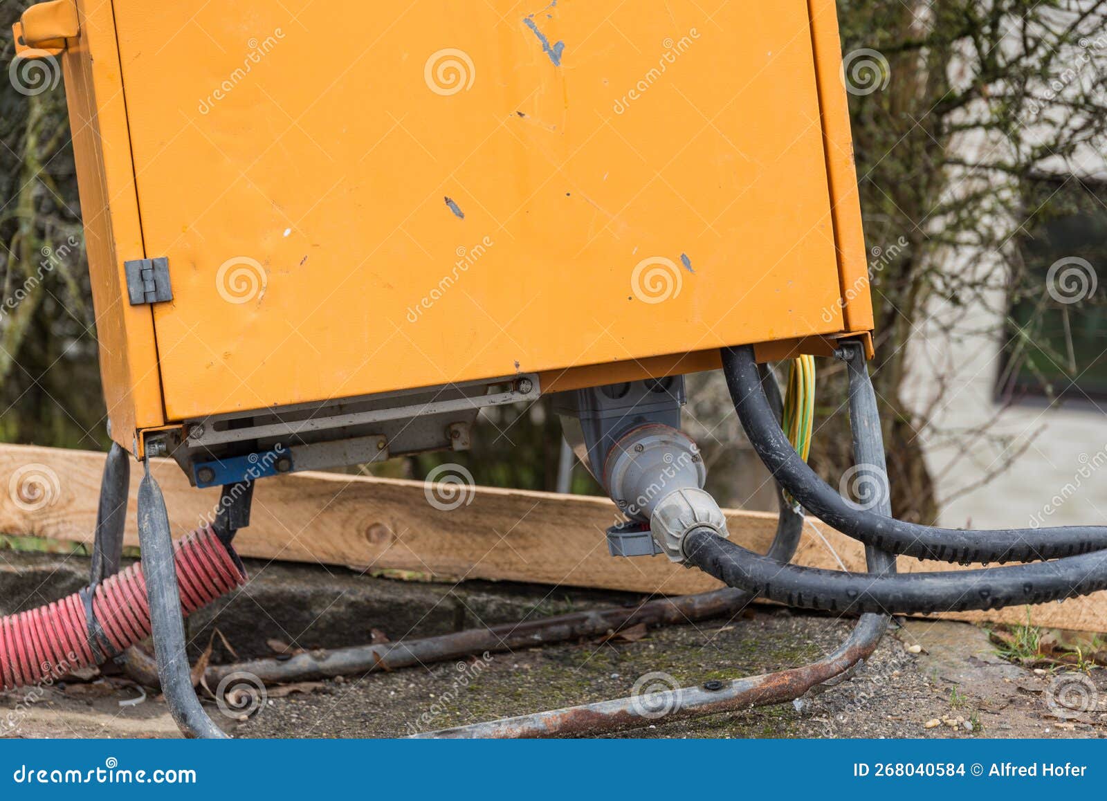 Power Supply through Distribution Box Site Electricity Stock Photo
