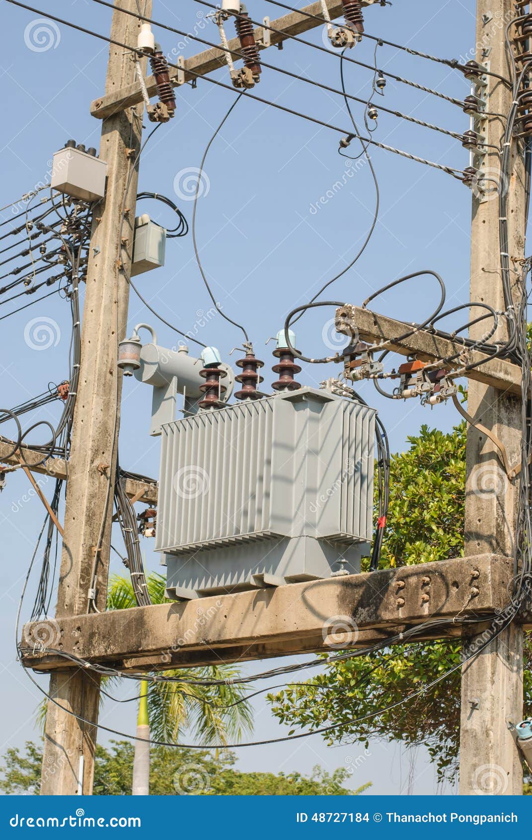 Power Supply Line stock photo. Image of pillar, connection 48727184
