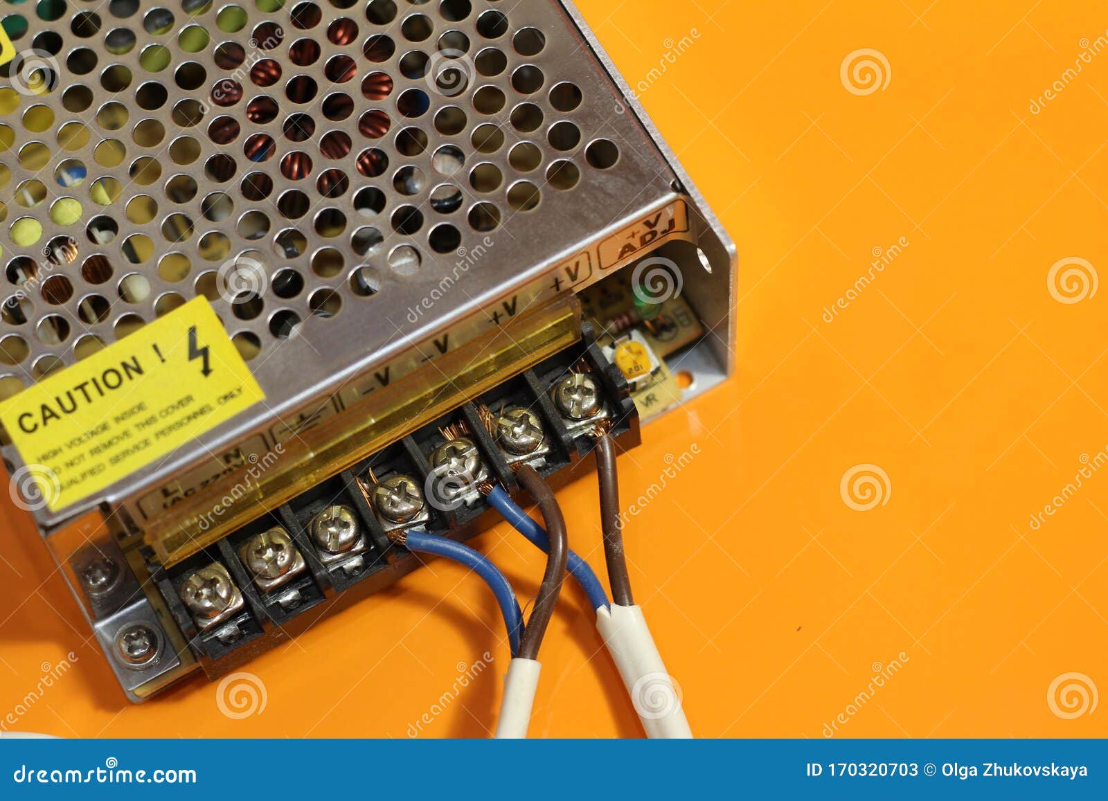 Power Supply on Orange Table Stock Image Image of supply, electrical