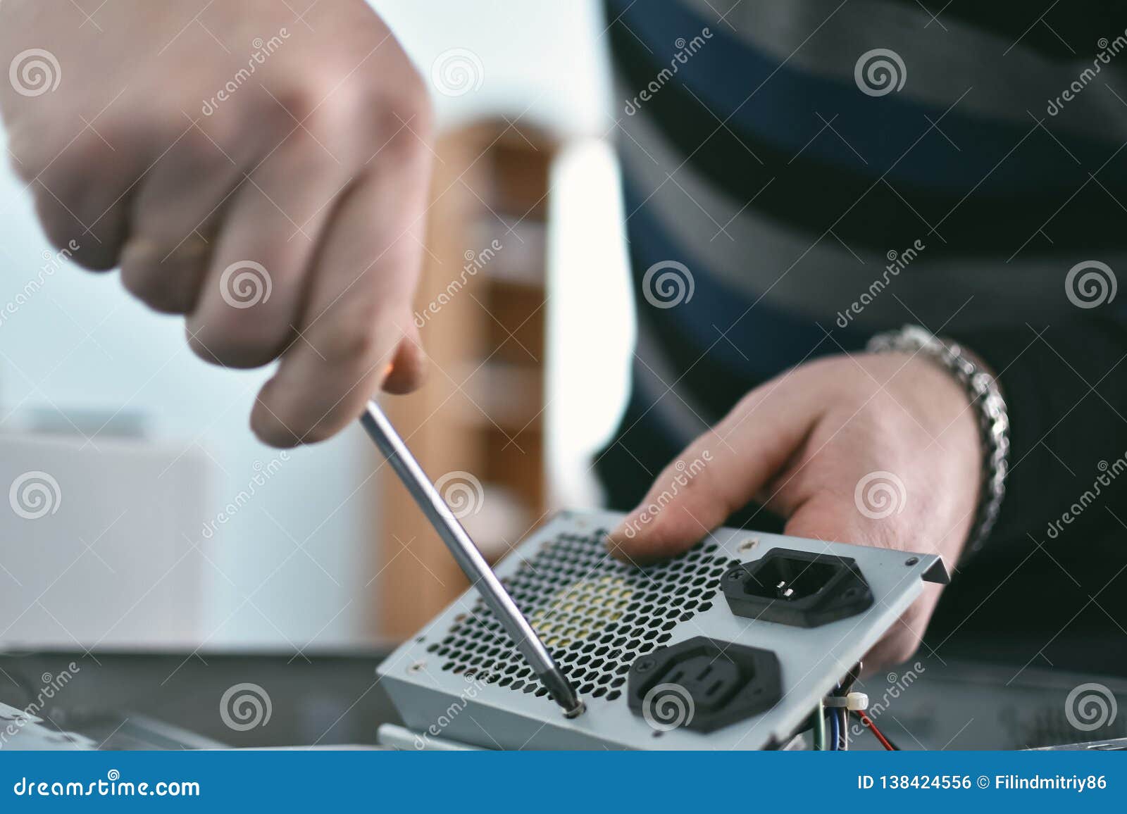 Power supply repair. stock photo. Image of breakage 138424556