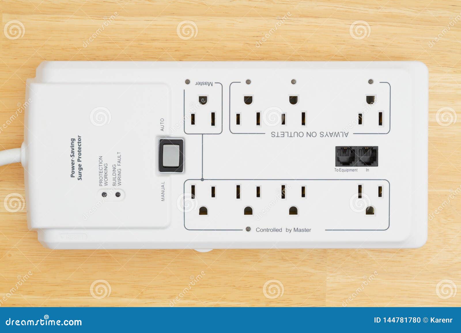 A Power Surge Protector On Wood Stock Photo Image Of Supply