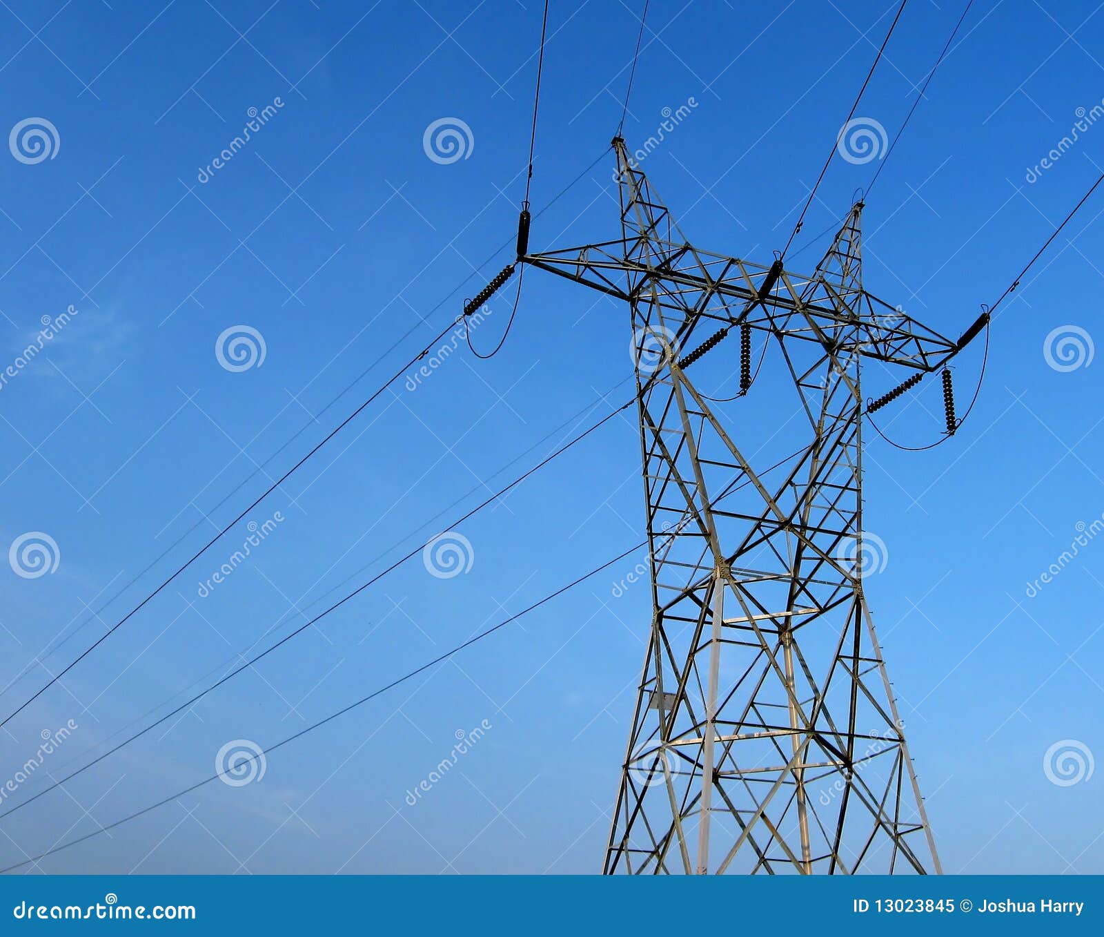 Power Transmission Tower Connected by Cables Stock Image Image of