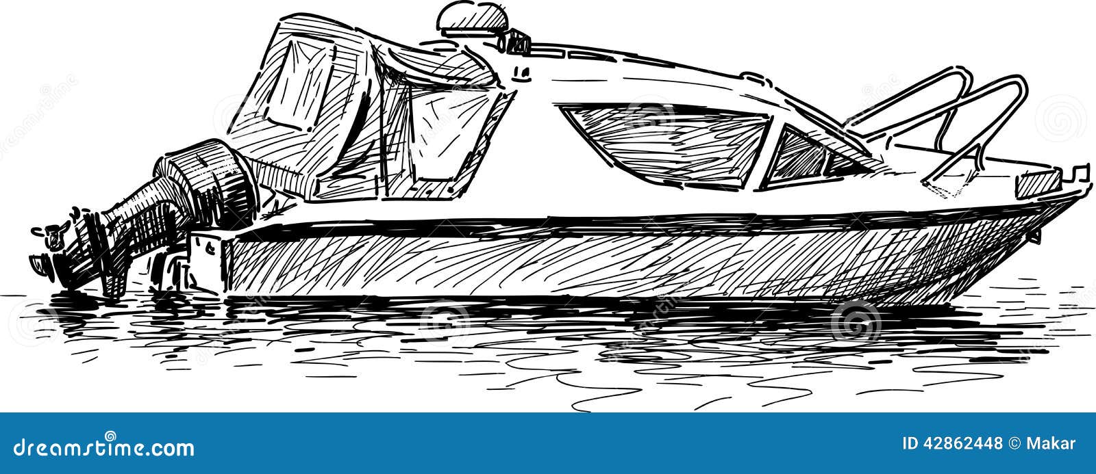 Powerboat stock vector. Illustration of drawn, sport 42862448