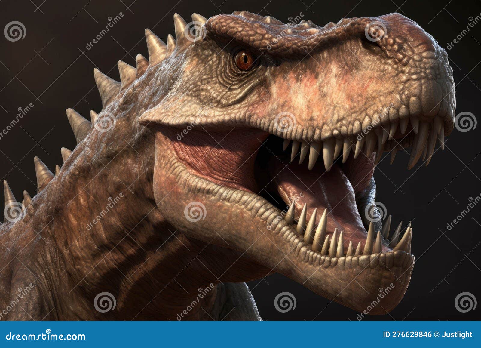 A Powerful Bite and Jaw Full of Sharp and Pointed Dinosaur Teeth. AI