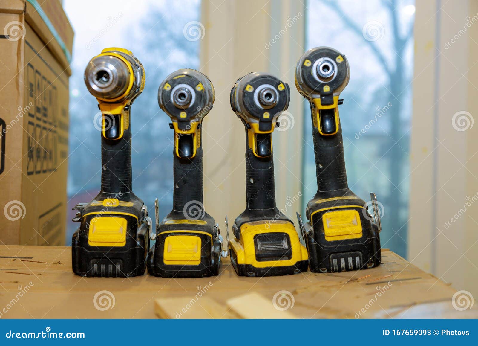 Powerful Cordless Battery Powered Screwdriver Set Power Drills Stock