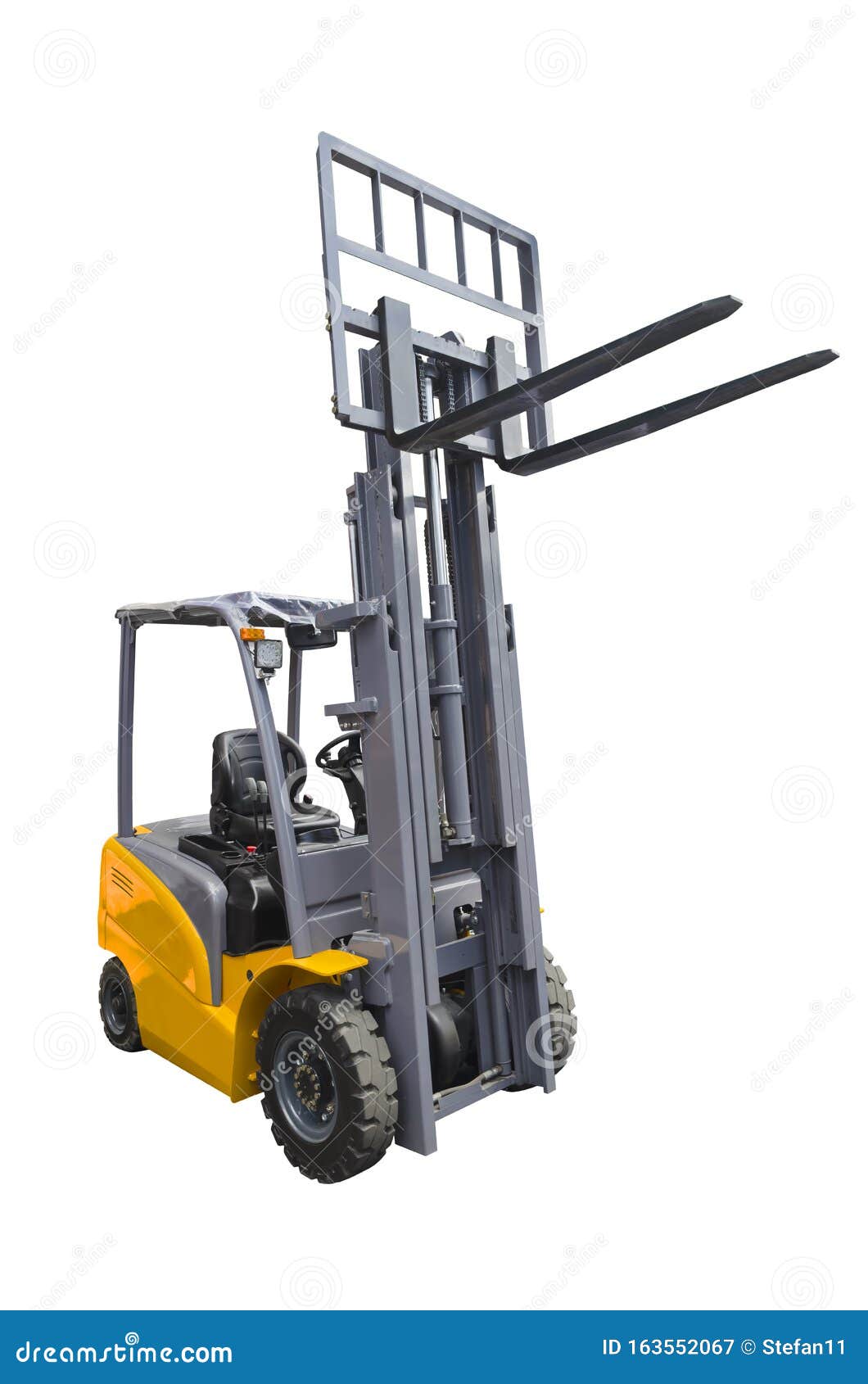 Powerful Electric Forklift, Front View Stock Image - Image of