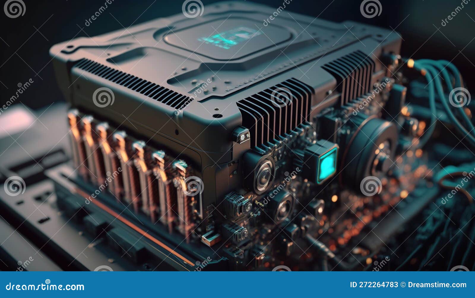 powerful engine closeup. clean motor block. generative ai