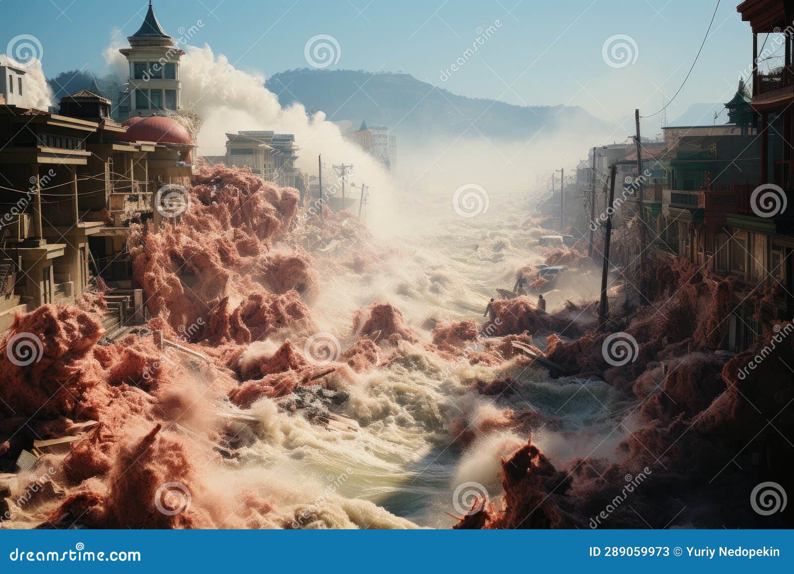 A Devastating Tsunami Threatening A Coast Royalty-Free Stock Image 