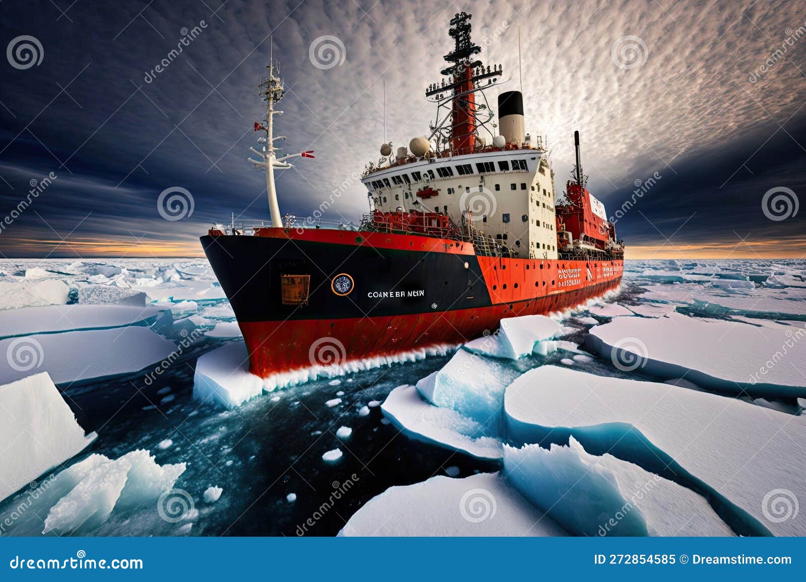 Powerful Icebreaker Ship for Sailing through Ice To North Stock Image Image of vessel