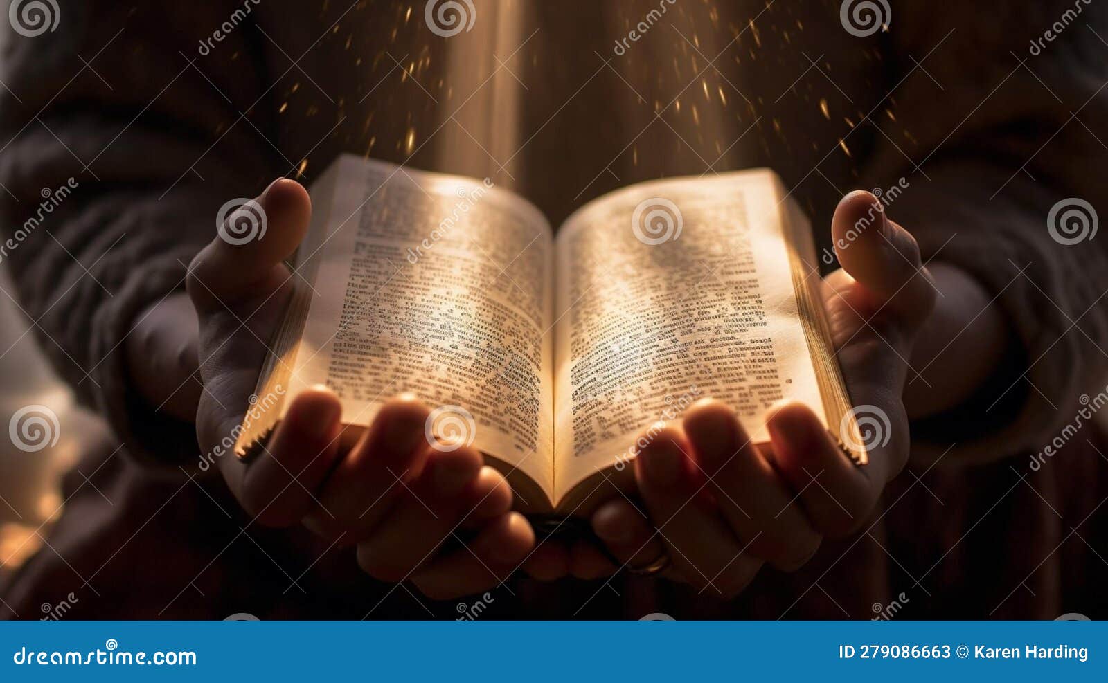 hands holding open christian bible