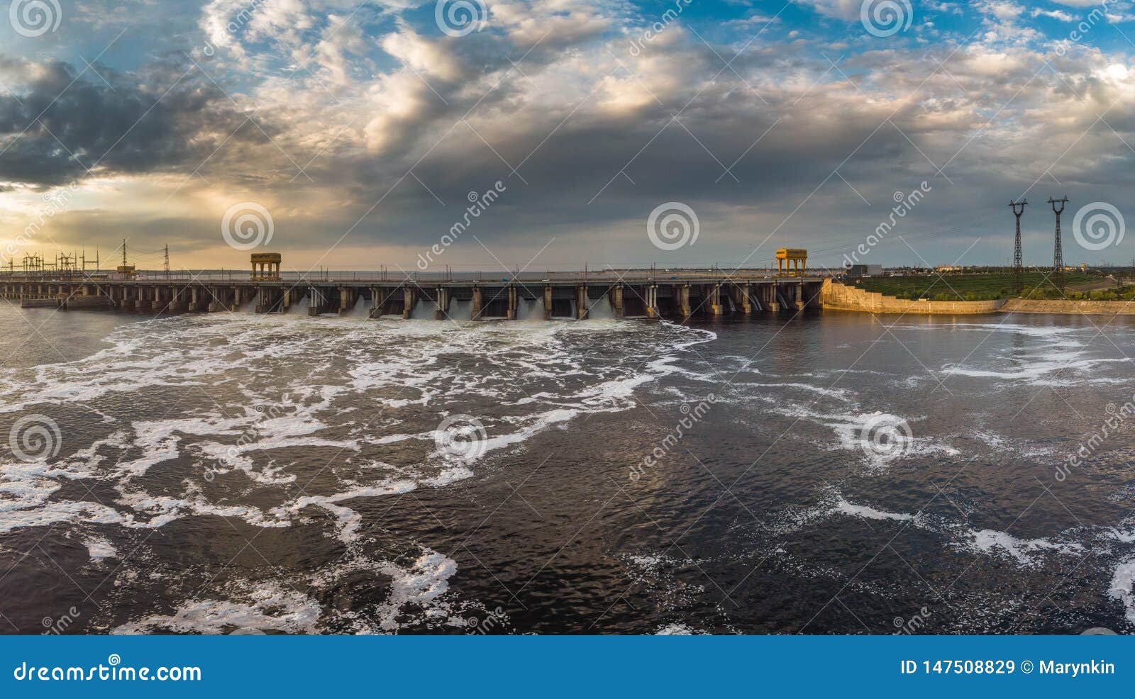A Powerful Hydroelectric Power Plant Converts Water Flows Into Clean
