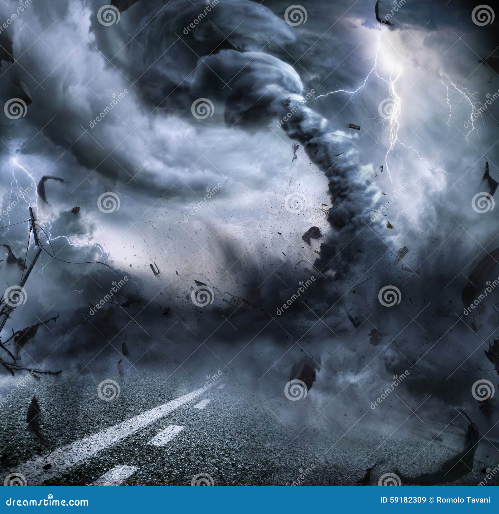 powerful tornado - dramatic destruction