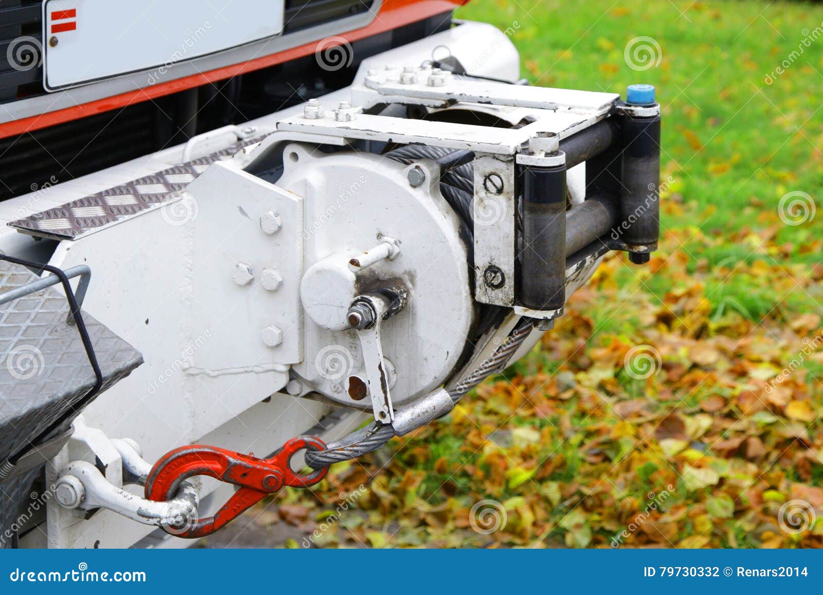 Powerful Winch Jack in Front Emergency Fire Truck Stock Photo Image