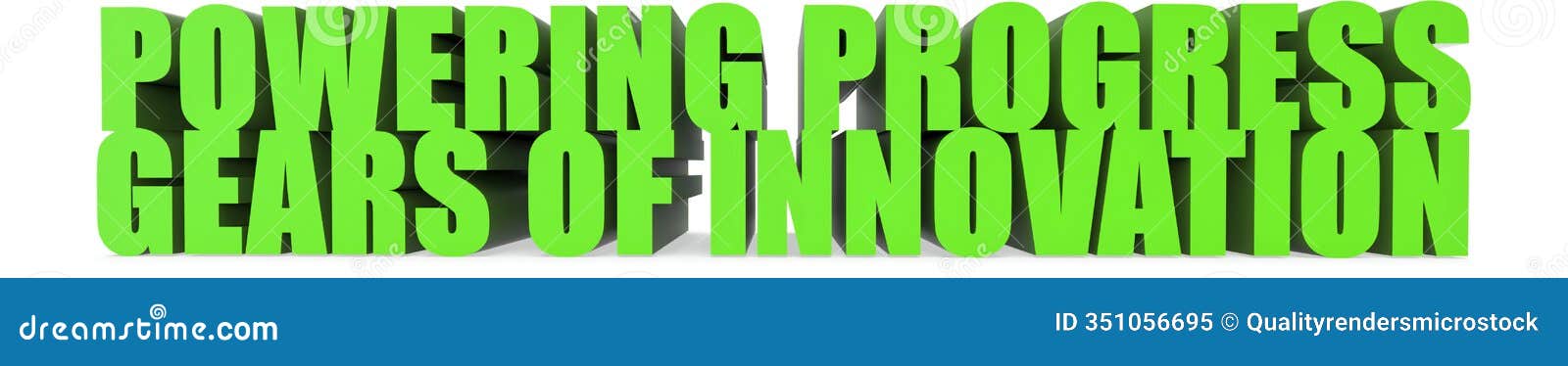 powering progress gears of innovation, 3d text