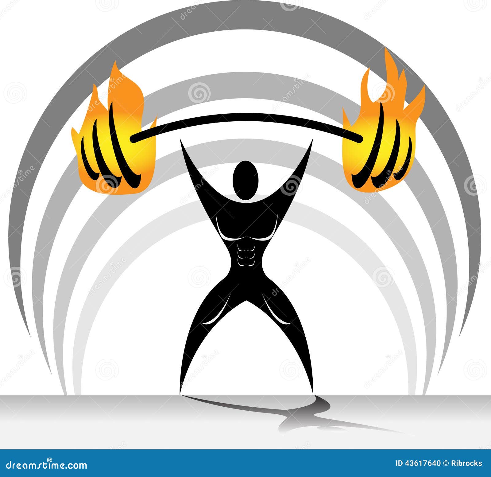 Powerlifter Rukt Met Platen Op Brand Weg Vector Illustratie Illustration Of Activiteit Brand