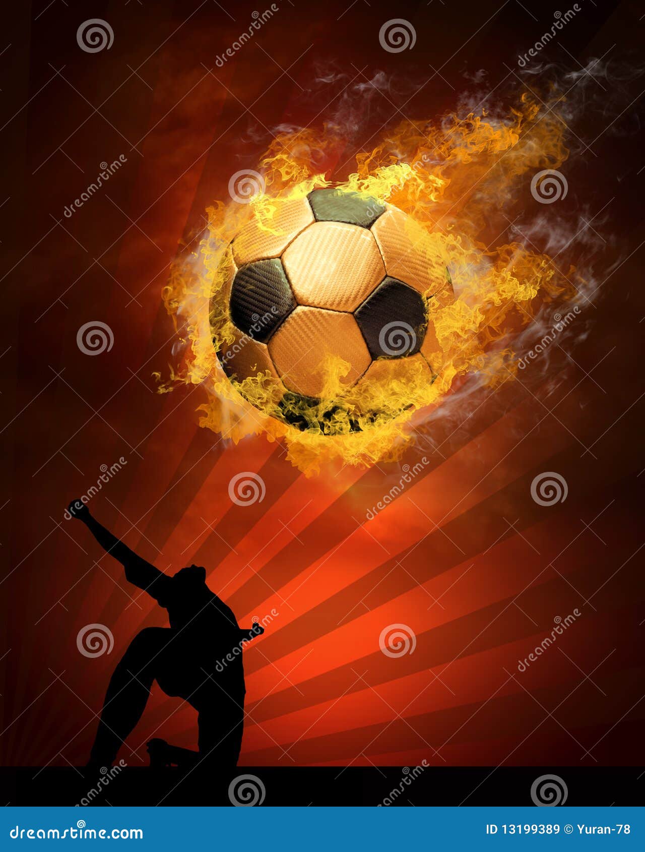 Pożarnicza piłki piłka nożna. Balowego ogieni płomienia gorąca piłki nożnej prędkość