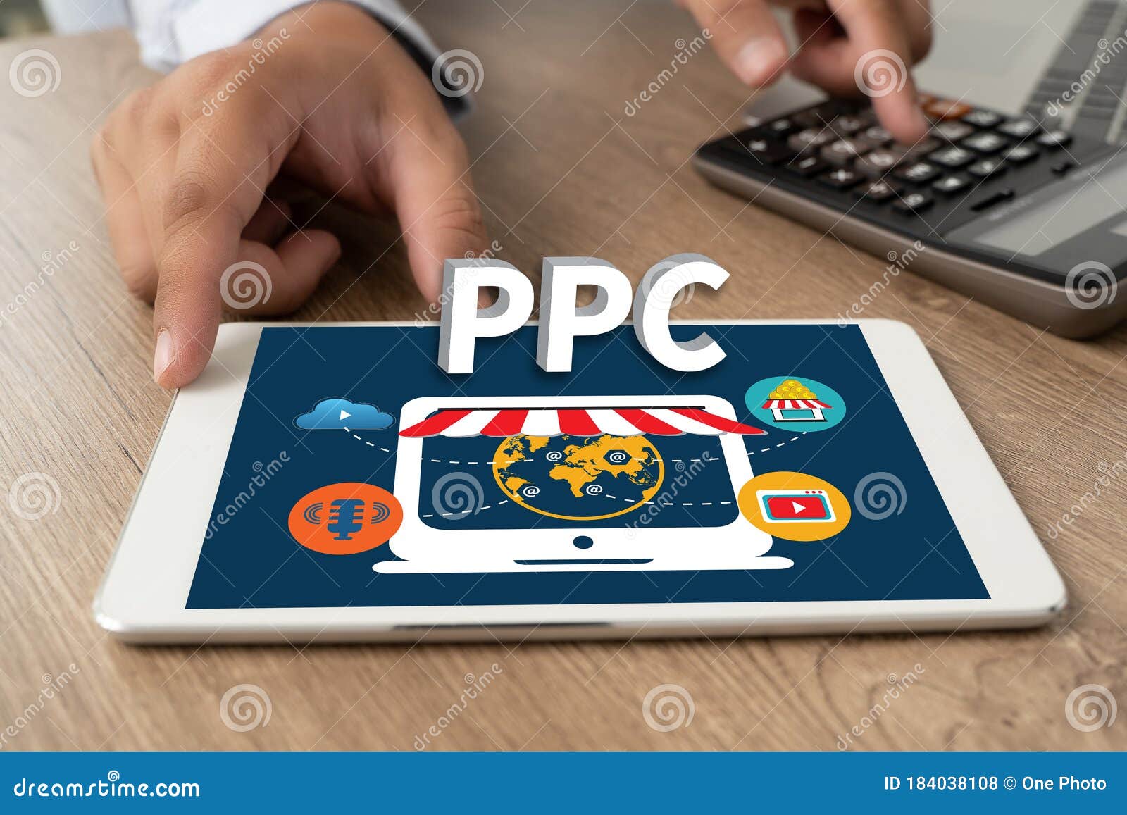 ppc - pay per click concept businessman working concept