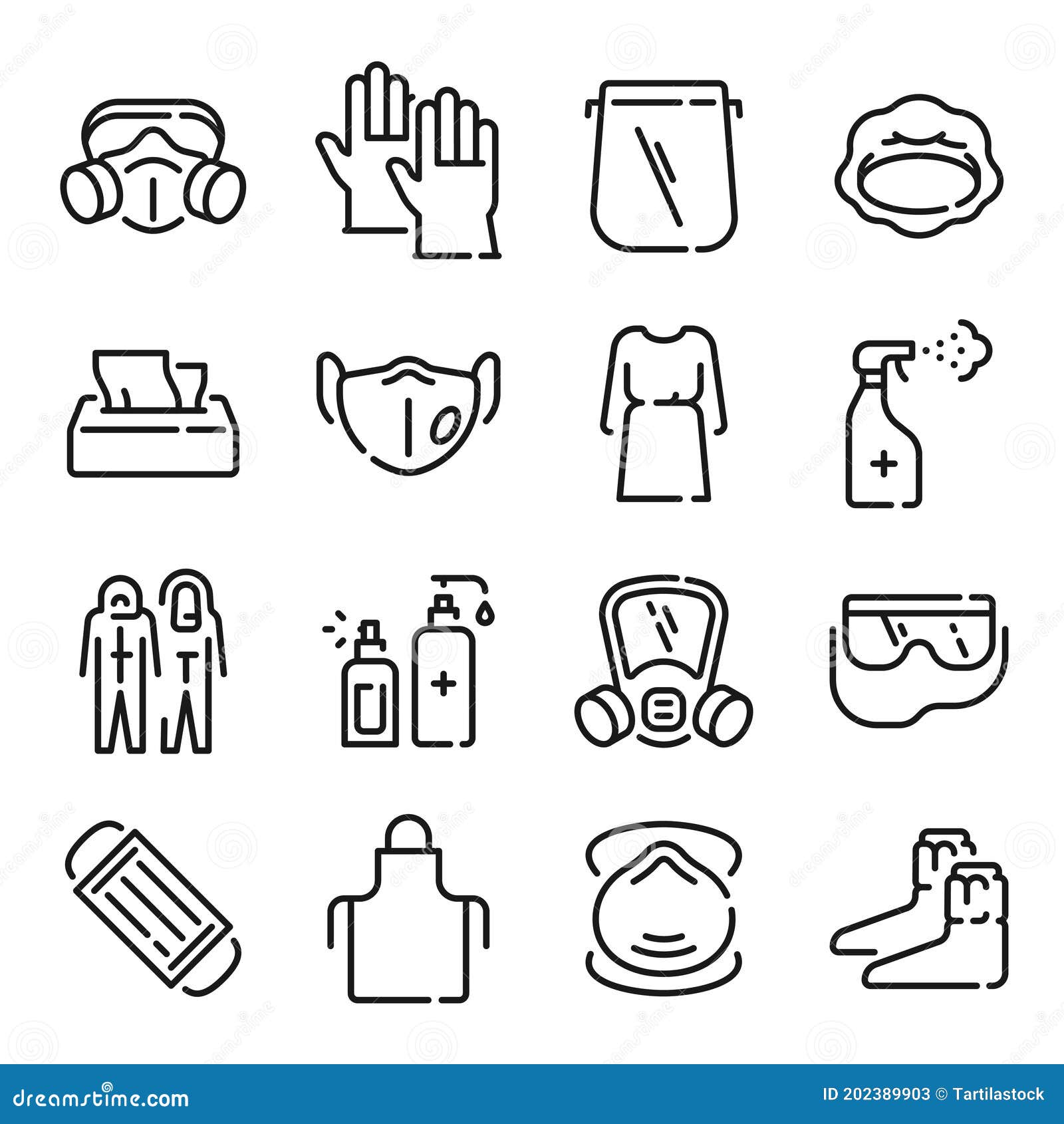 Ppe Line Icons. Medical Covid 20 Protection Equipments. Outline ...