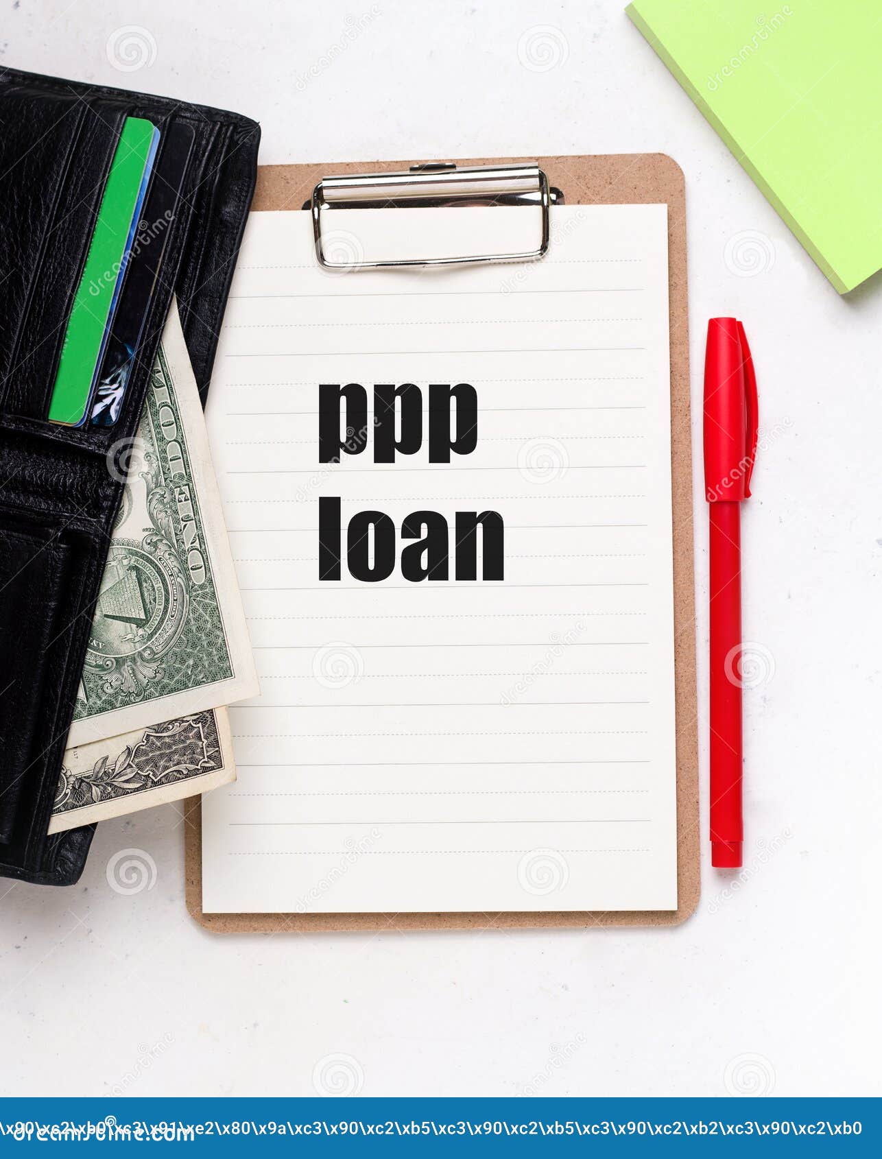 PPP Loan Salary Protection Program Concept. Wallet with Money on a